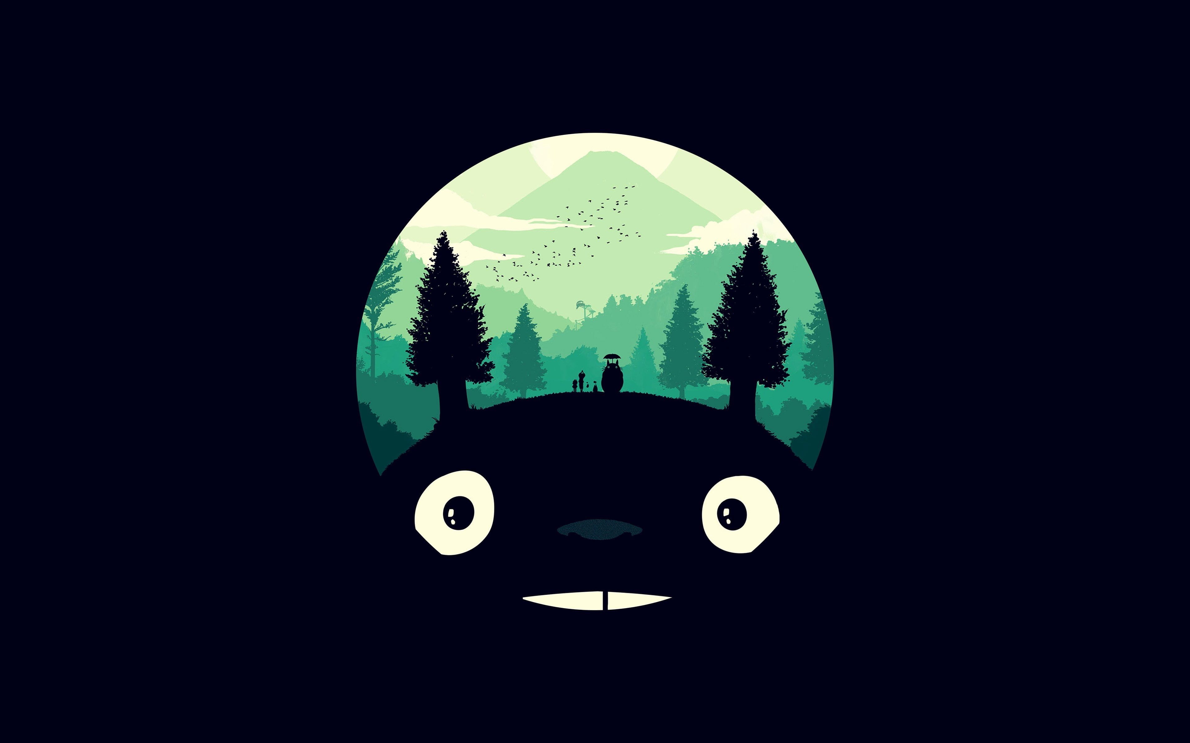 3840x2400 totoro #art #illust #simple #cute #dark K #wallpaper #hdwallpaper #desktop. Totoro art, Ghibli artwork, Ghibli art, Desktop