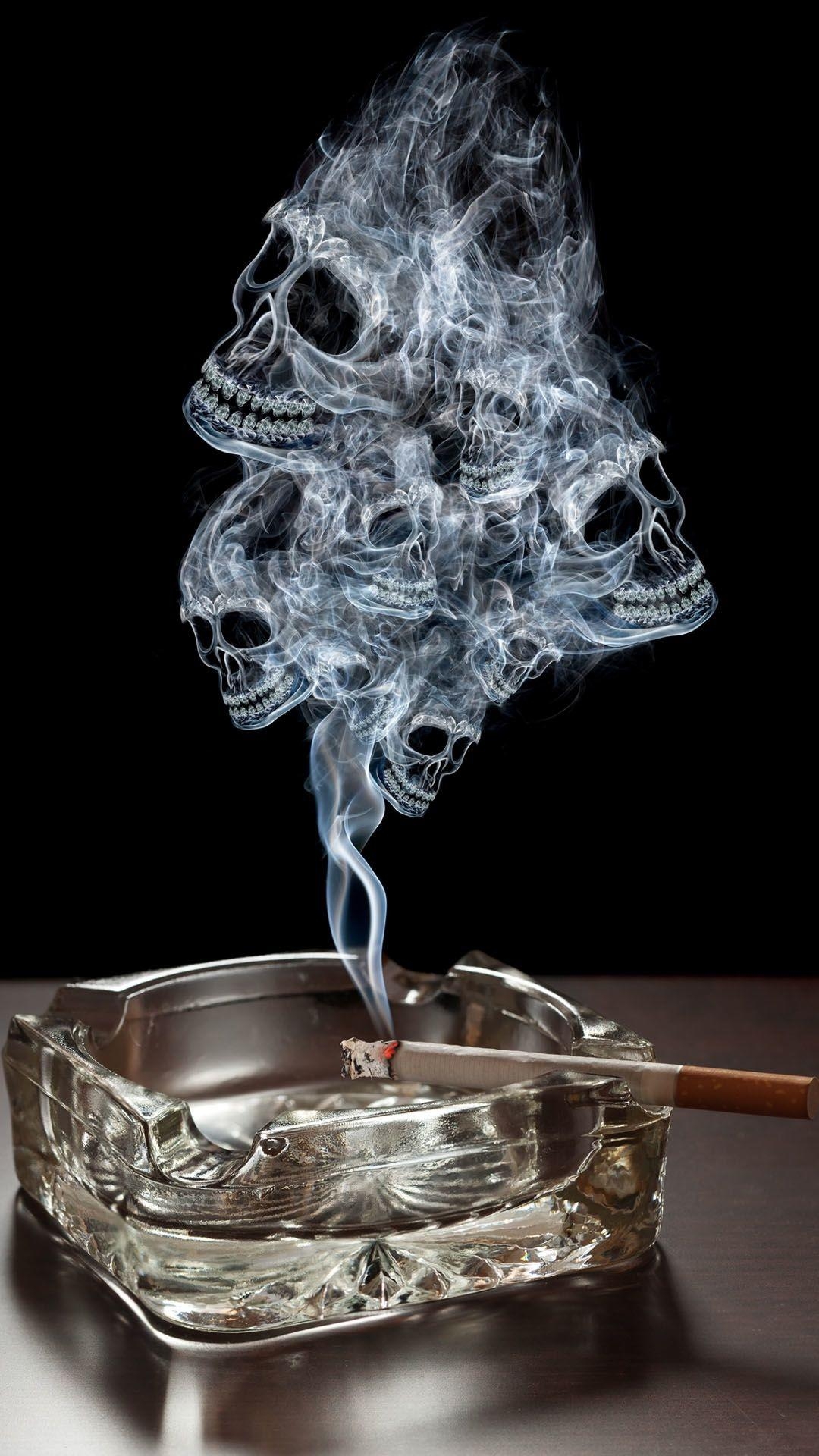 1080x1920 Smoke Skulls Ashtray Burning Cigarette iPhone 6 Plus HD Wallpaper, Phone