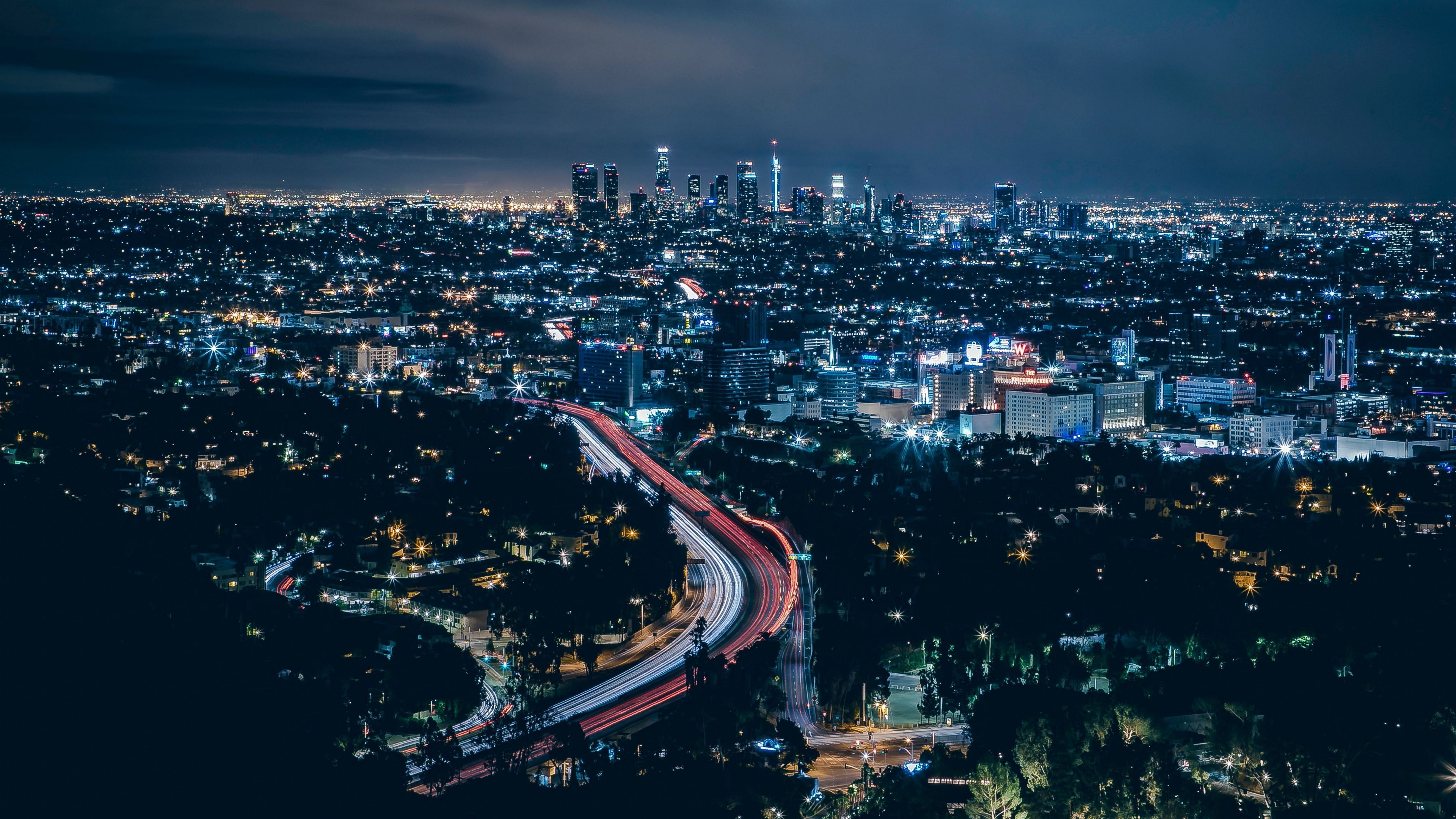 3840x2160 Download wallpaper  los angeles, usa, skyscrapers, night, Desktop