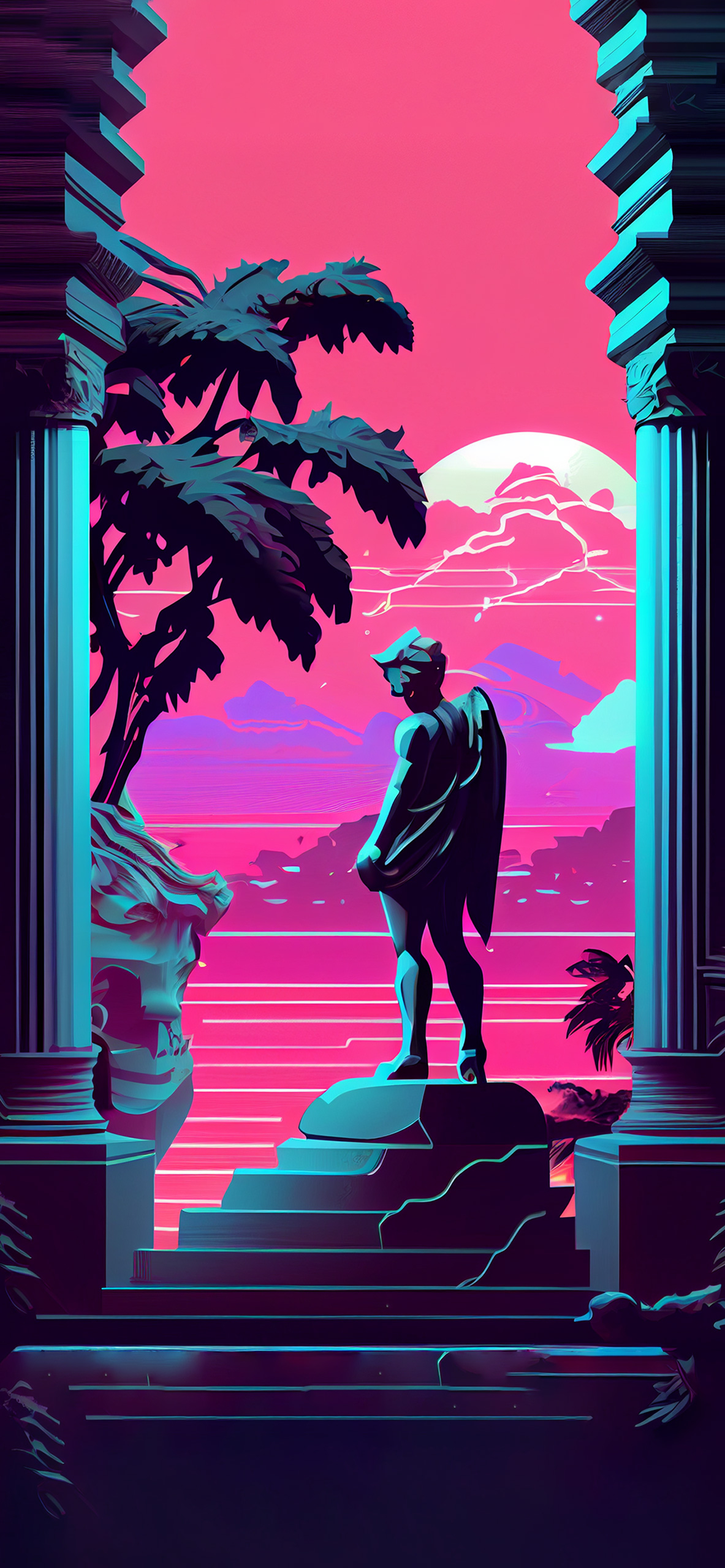 1190x2560 Greek Statue Vaporwave Wallpaper Wallpaper iPhone, Phone