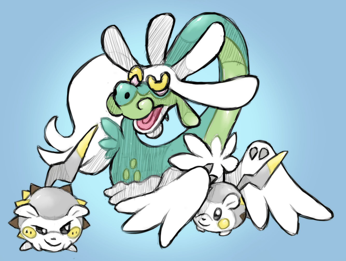 1340x1010 Drampa and Togedemaru, Desktop