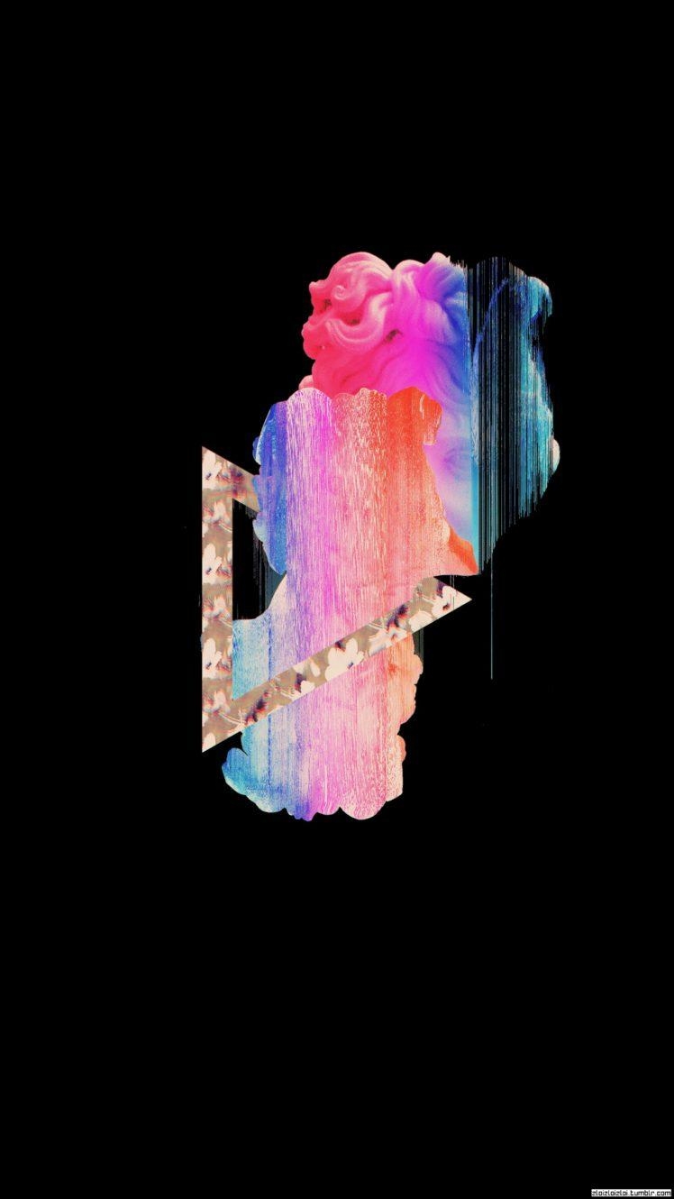 750x1330 glitch art, Black, Abstract, Vaporwave HD Wallpaper / Desktop, Phone