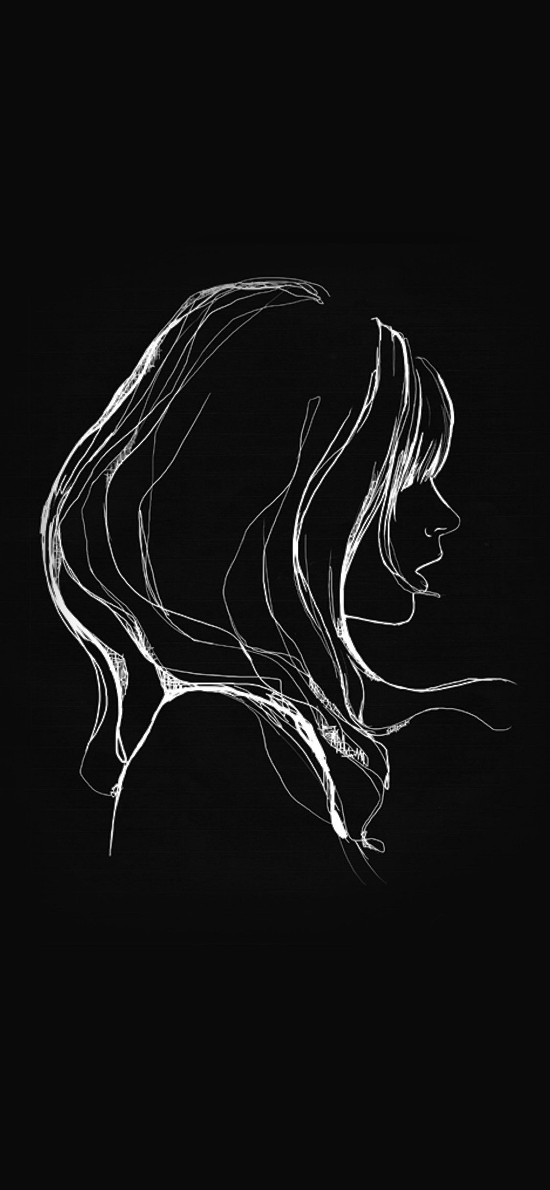 1130x2440 IPhonexpapers.com Apple IPhone Wallpaper Az88 Drawing Simple Minimal Girl Illustration Art. Dark Wallpaper Iphone, Simple Phone Wallpaper, Black Wallpaper Iphone, Phone