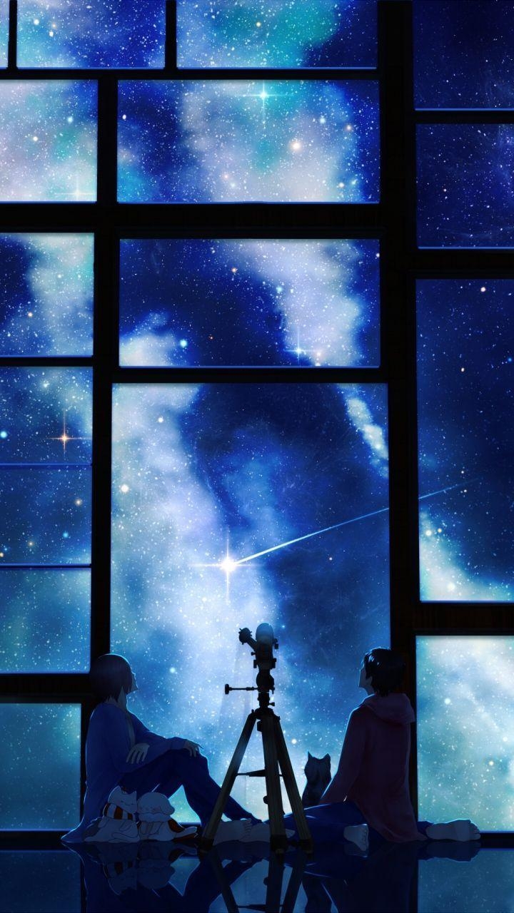 720x1280 Download Wallpaper  Tamagosho, Sky, Stars, Telescope, Phone