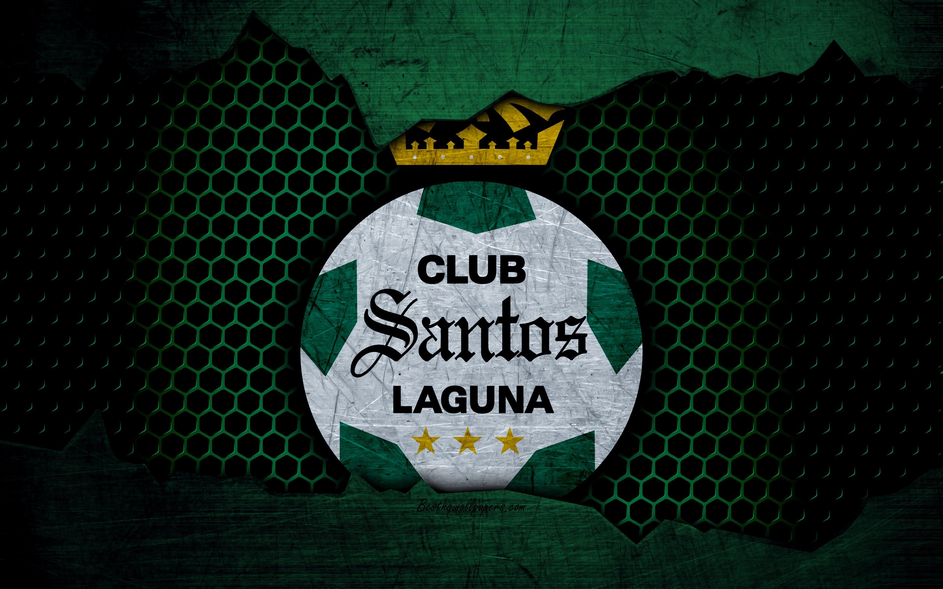 3840x2400 Download wallpaper FC Santos Laguna, 4k, green background, Liga MX, Desktop