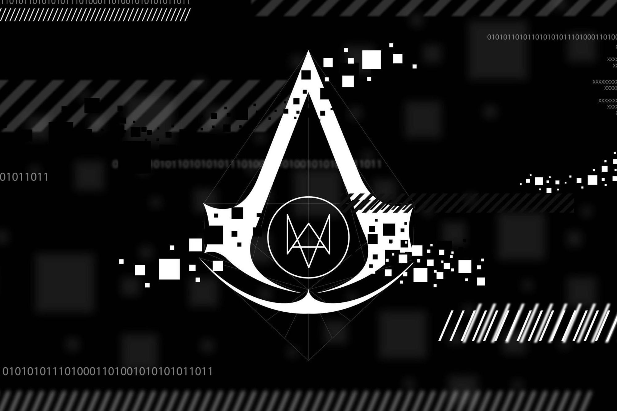 2000x1340 Assassins creed watch dogs logos video games wallpaper, Desktop