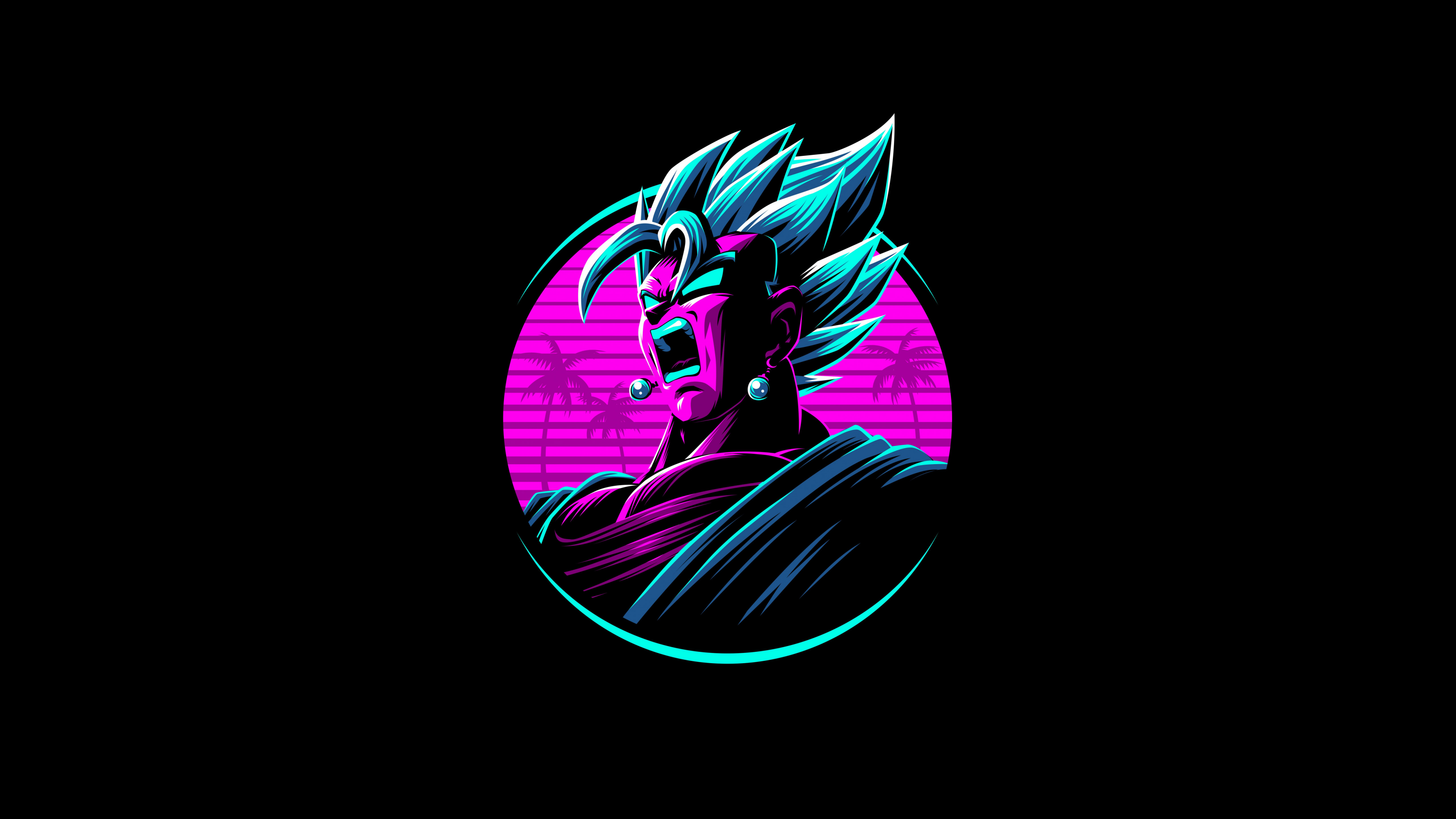 3840x2160 Vegito Wallpaper 4K, Dragon Ball Z, Neon, AMOLED, Black Background, Black Dark, Desktop