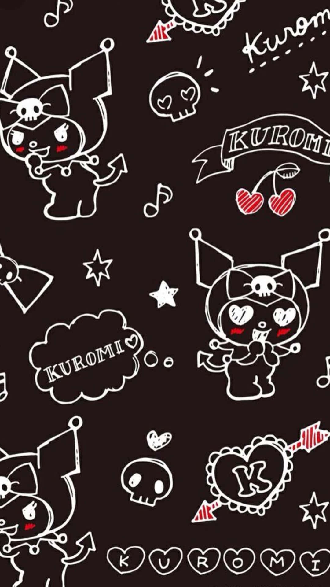 1080x1920 Download Kuromi iPhone Doodles On Black, Phone