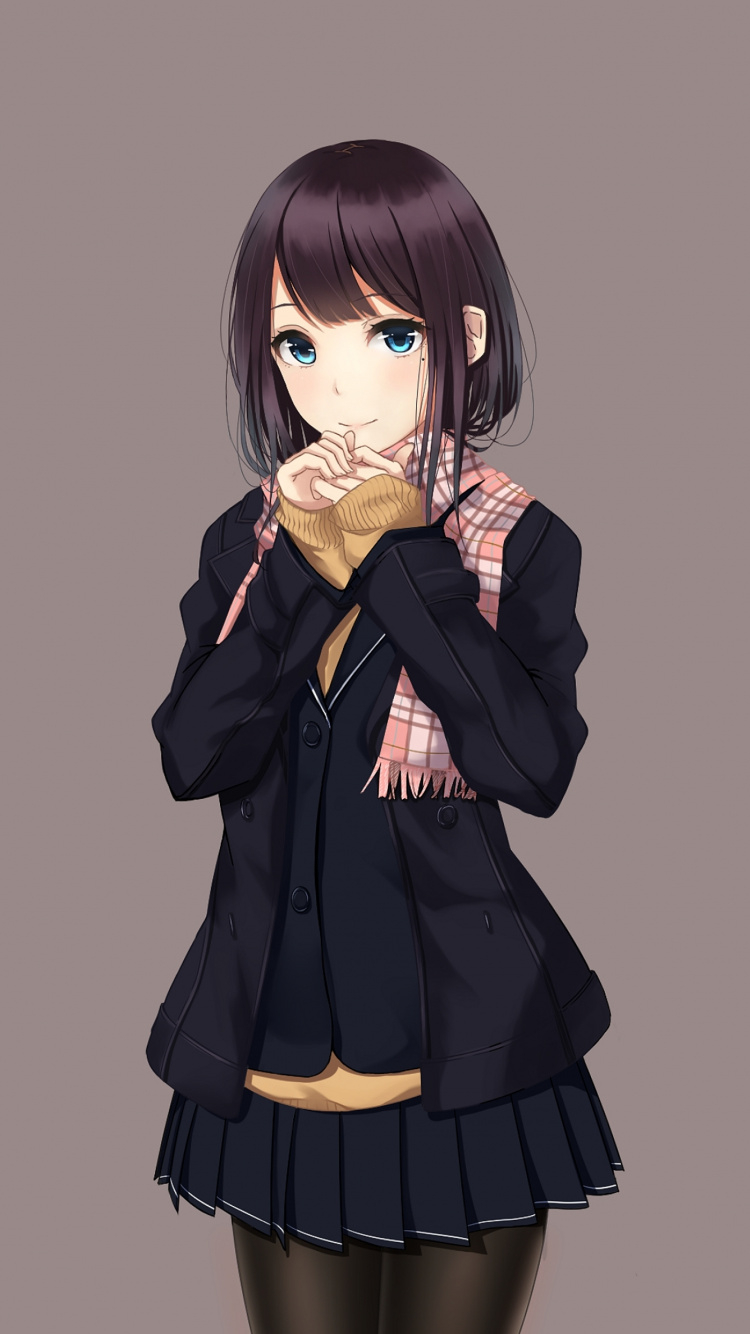 750x1340 Download School uniform, cute, anime girl wallpaper, 750x iphone iPhone 8, Phone