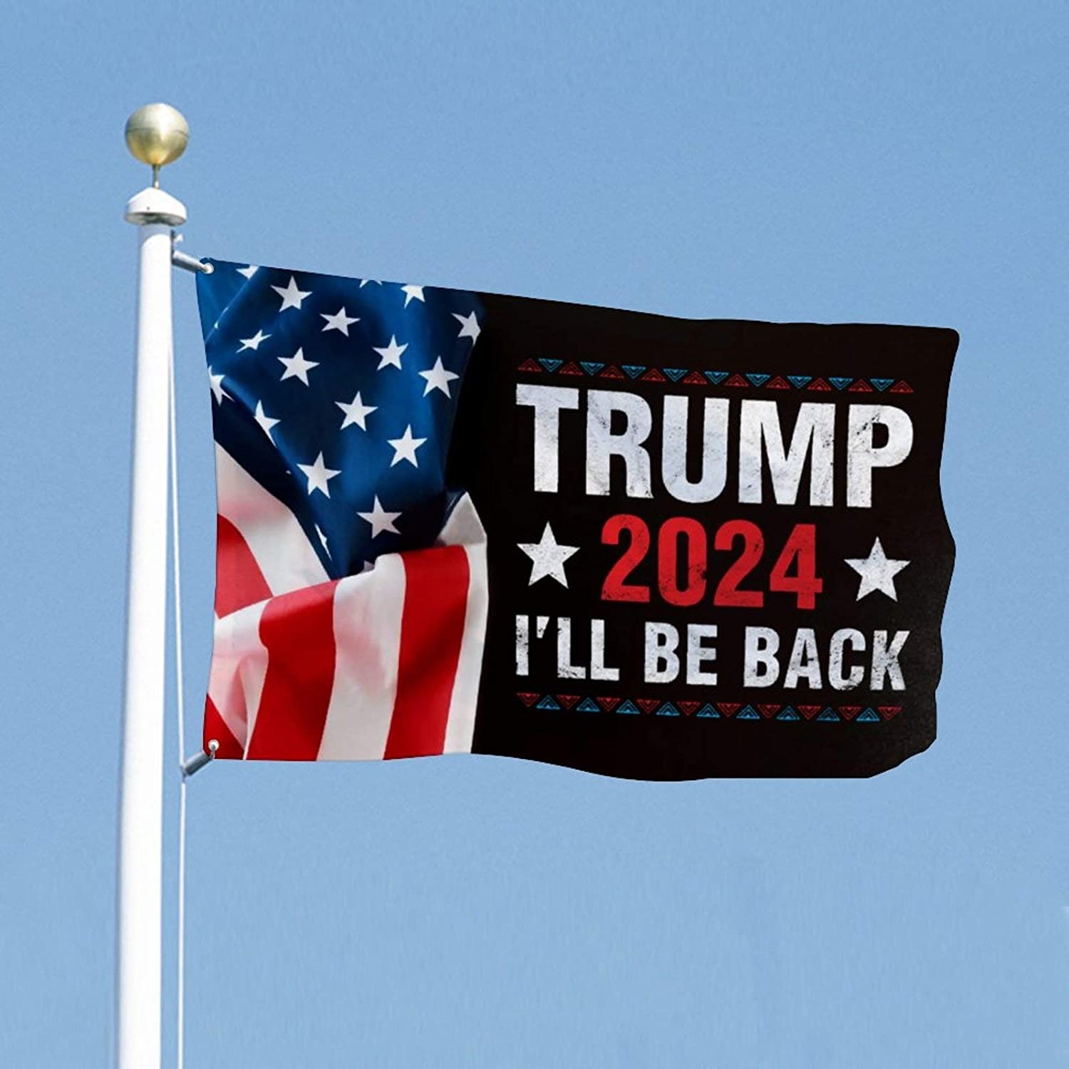 1500x1500 Amazon.com, EVISUK Trump 2024 I'll Be Back Trump Supporters Flag 3x5ft Colorfast Uv Resistant 100% Polyester Durable Outdoors Flag, Garden & Outdoor, Phone