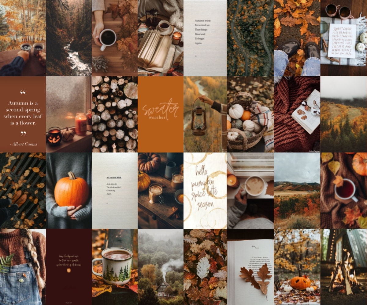 1200x1000 Cozy Autumn Wall Collage Digital Download 75 Pieces, Desktop