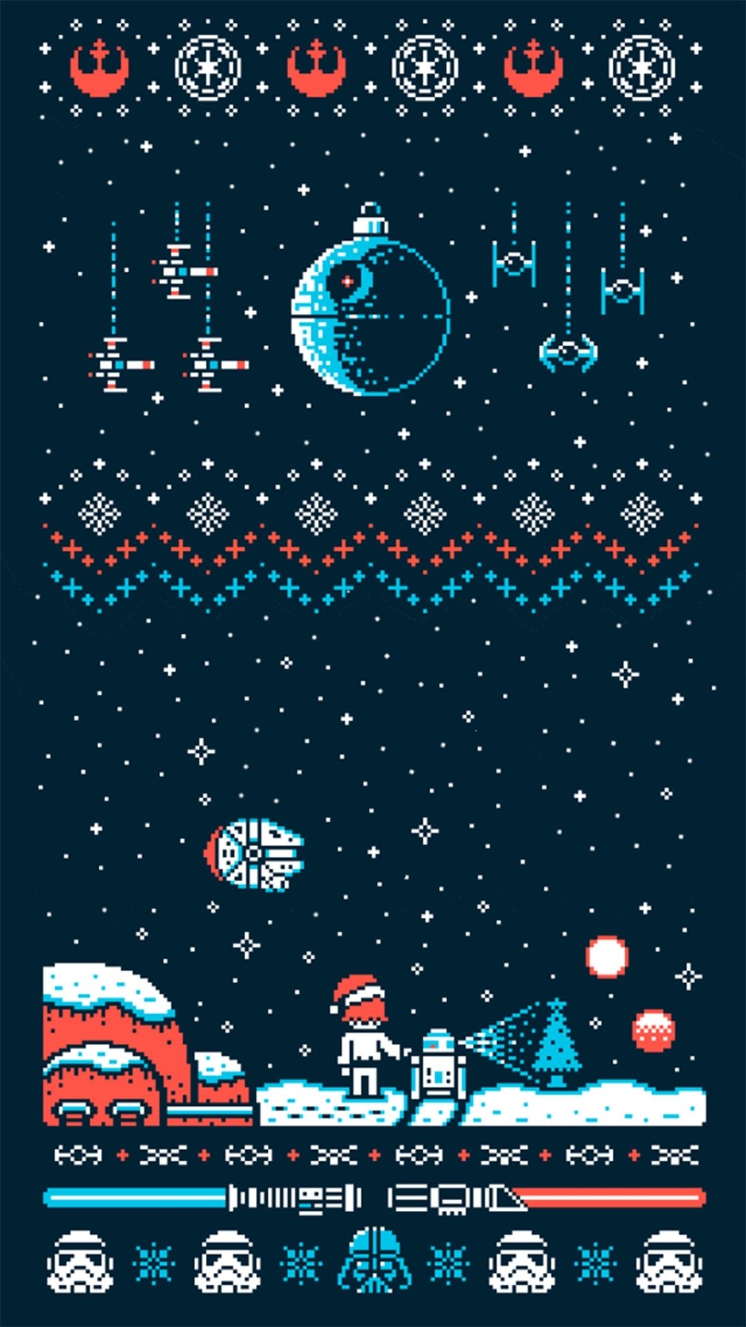 1080x1920 Free Christmas Wallpaper for iPhone and Vintage Background. Star wars wallpaper iphone, Star wars christmas sweater, Star wars wallpaper, Phone