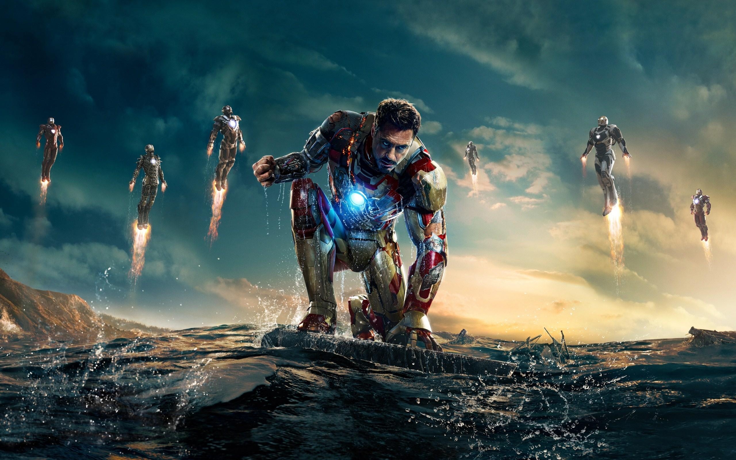 2560x1600 Iron Man 3 Floating On Ocean Desktop Wallpaper, Desktop