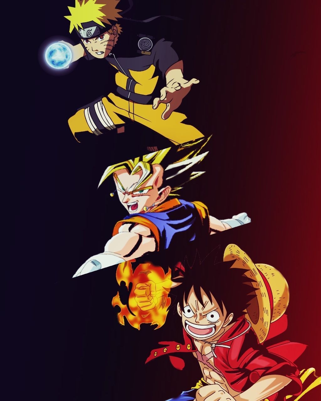 1030x1280 Wallpaper Goku Naruto Y Luffy, Phone