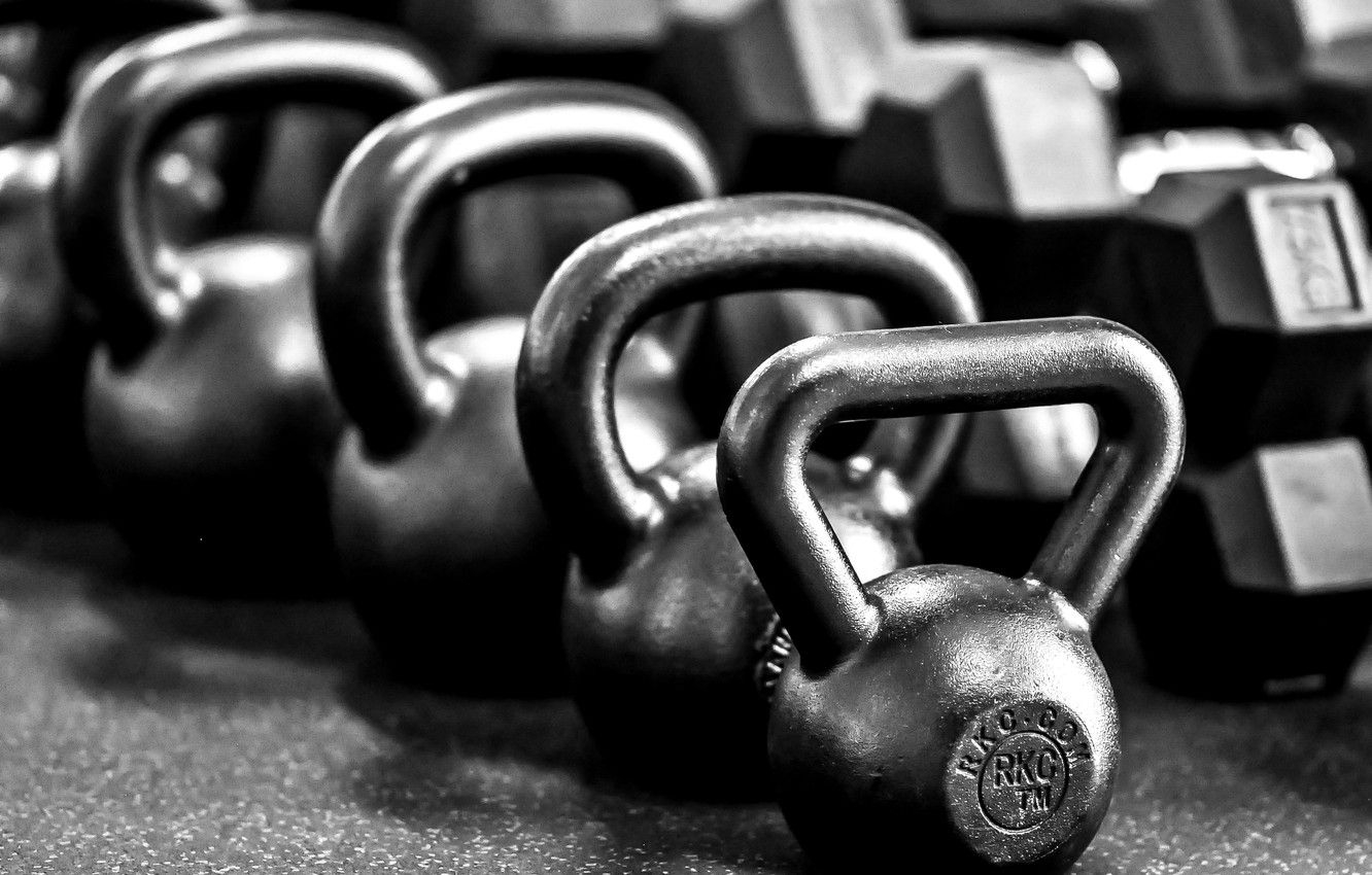 1340x850 Wallpaper metal, black and white, gym, Russian dumbbells image for desktop, section стиль, Desktop