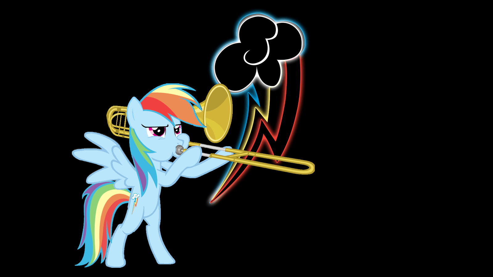 1600x900 Rainbow Dash and a Bass Trombone, Desktop