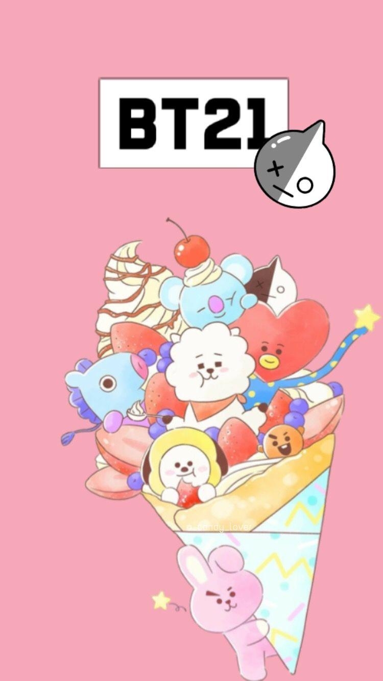 750x1340 freetoedit bts bt21 wallpaper pink cute, Phone