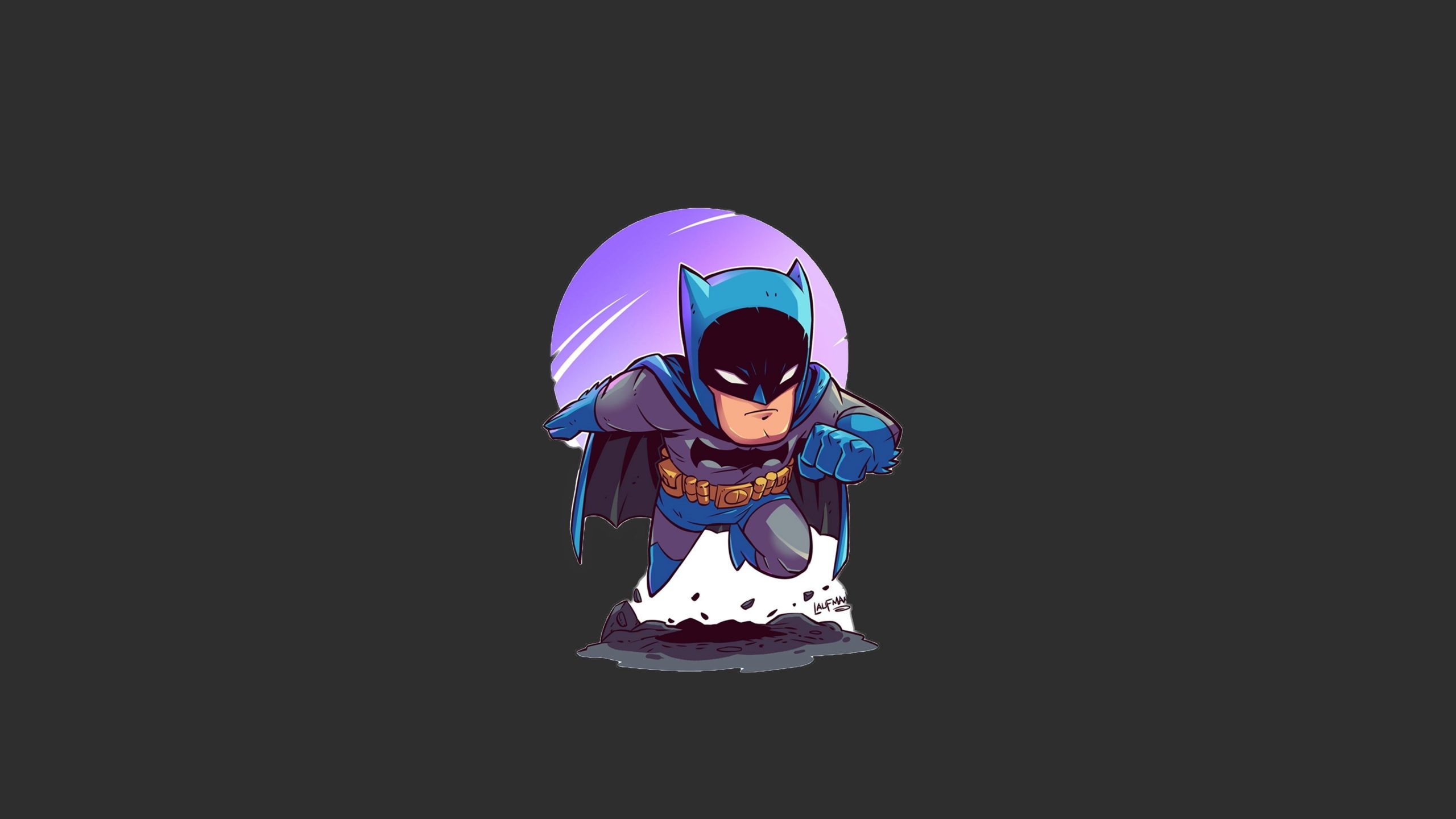 2560x1440 Batman Digital Wallpaper, Minimalism, Chibi, One Person, Black Background • Wallpaper For You, Desktop