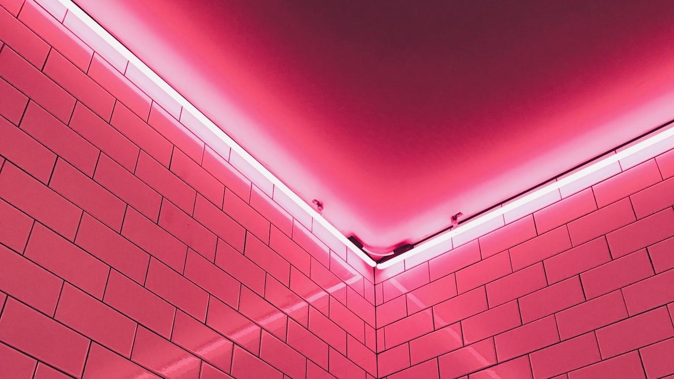 1370x770 Download wallpaper  wall, light, pink, tile tablet, laptop, Desktop