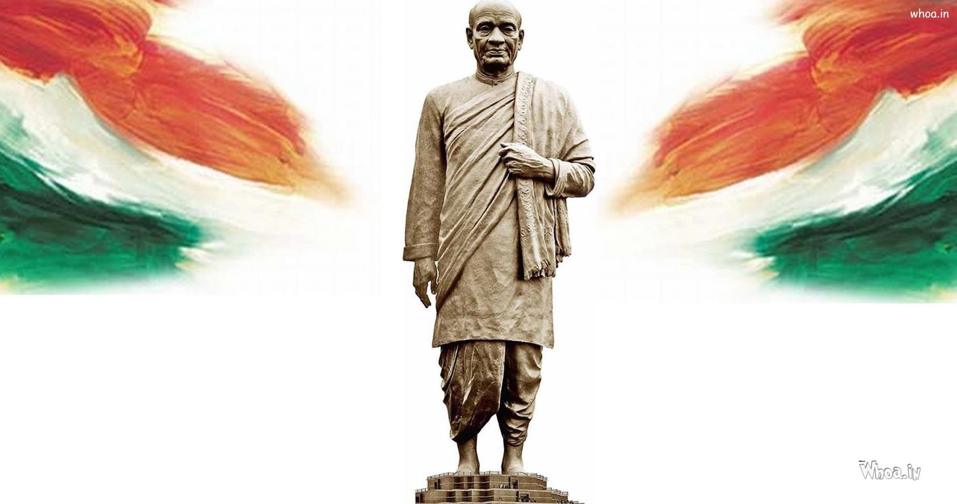 1900x1000 Statue Of Unity With National Flag HD Wallpaper, Desktop