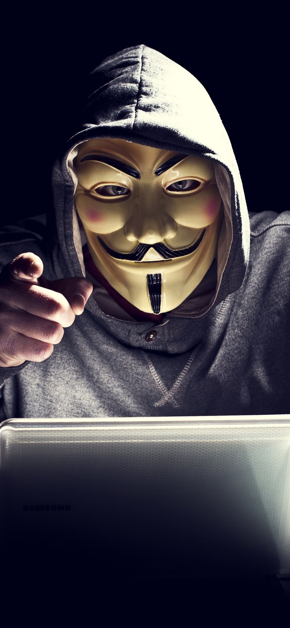 1130x2440 Anonymus Hacker In Mask Pointing Finger iPhone XS, iPhone iPhone X HD 4k Wallpaper, Image, Background, Photo and Picture, Phone