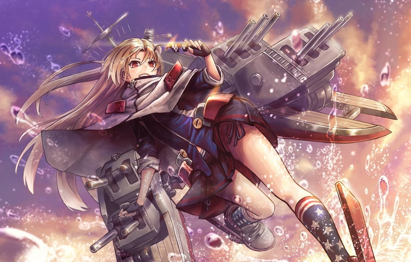 1340x850 Wallpaper the sky, girl, anime, cleveland, azur lane image, Desktop