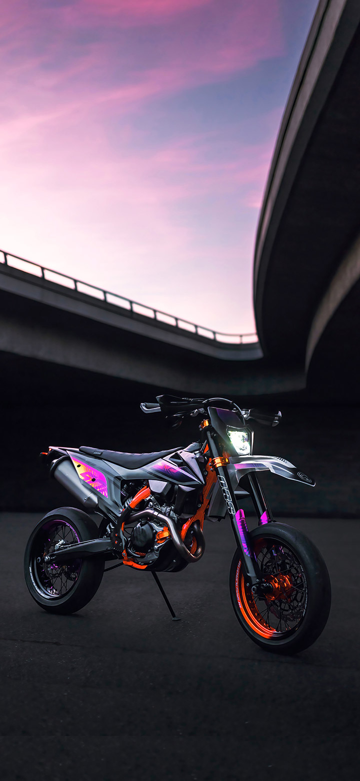 720x1560 Cool Dark Dirt Bike On Asphalt 4K Phone Wallpaper, Phone