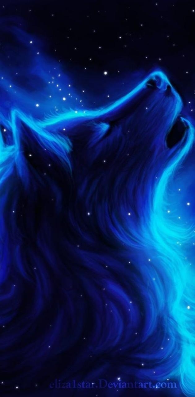 630x1280 Blue Wolf wallpaper, Phone