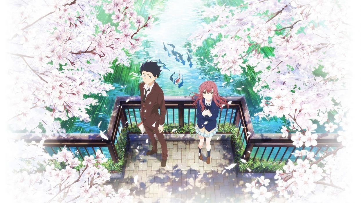 1250x700 Ishida and Nishimiya a Silent Voice Anime Cherry Blossom couple, Desktop