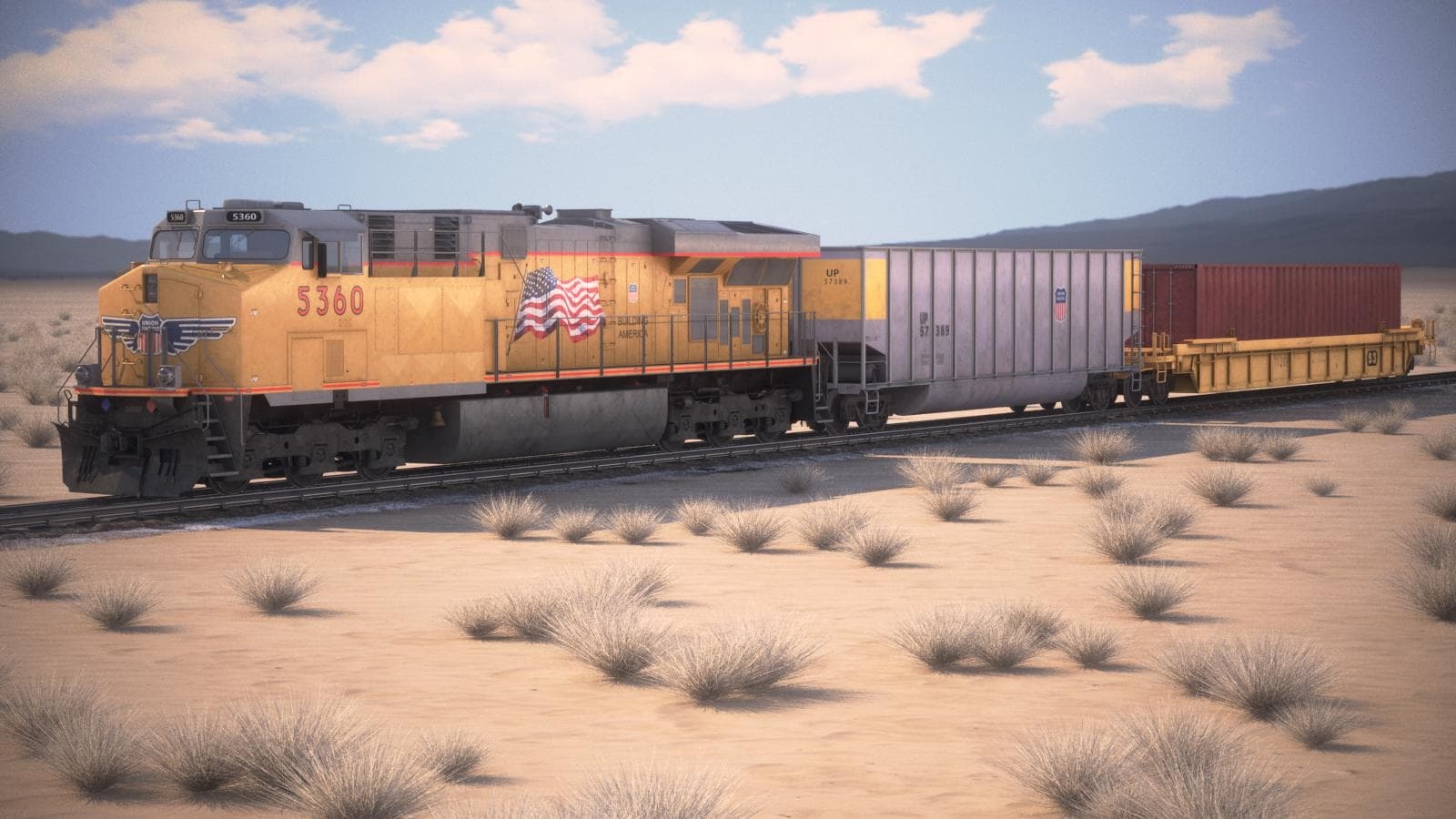 1600x900 Modern Union Pacific Train 3D Model, Desktop