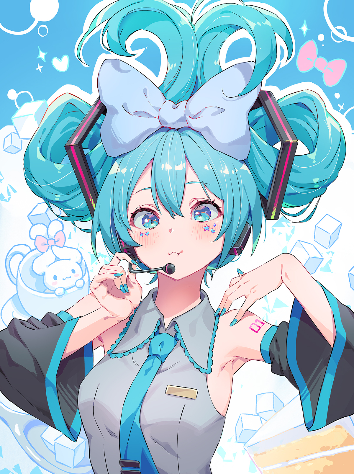 1200x1610 hatsune miku, cinnamiku, and cinnamoroll (vocaloid and 1 more) drawn, Phone