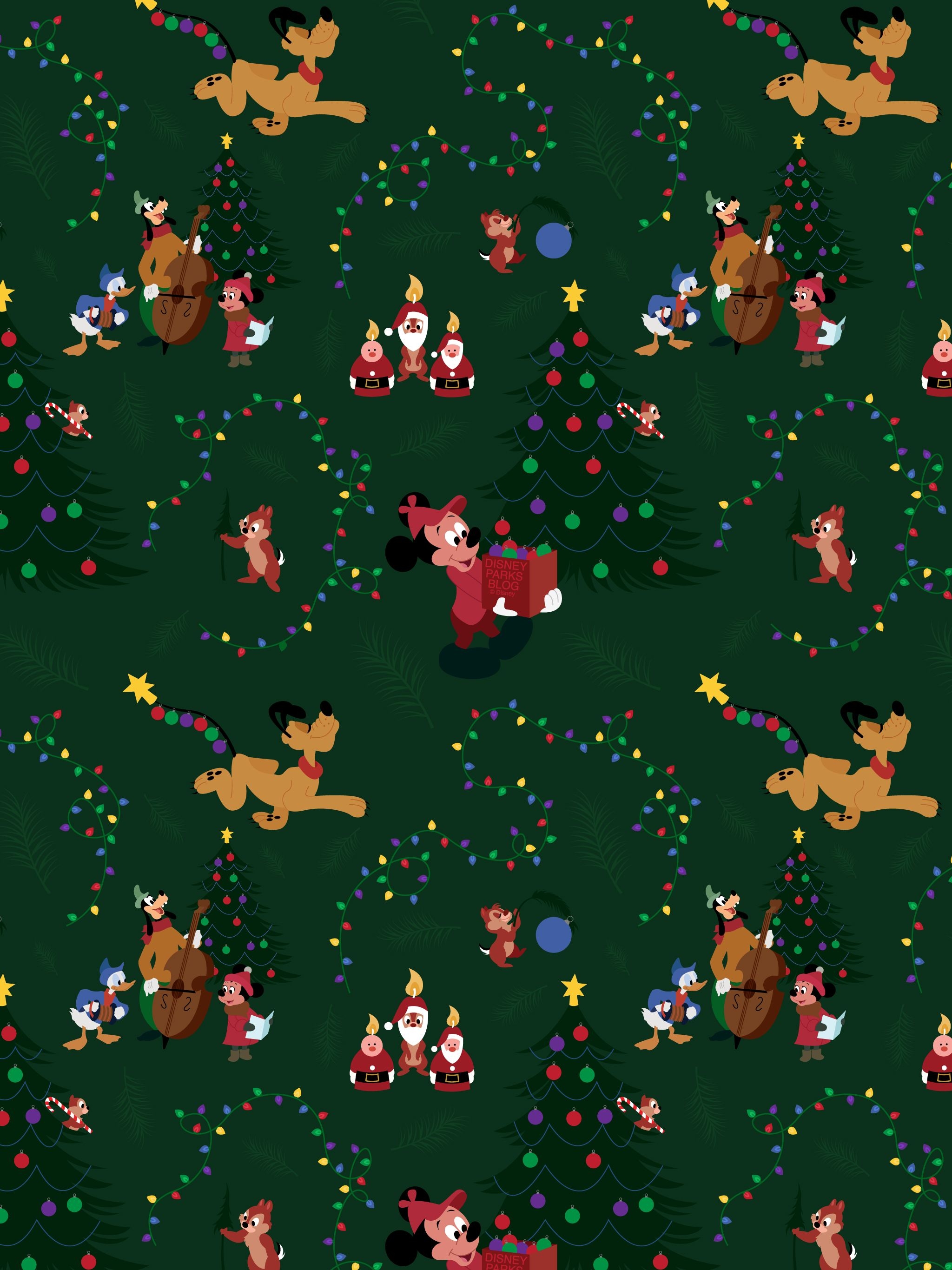 2050x2740 Mickey Mouse & Pluto Christmas Wallpaper, Phone