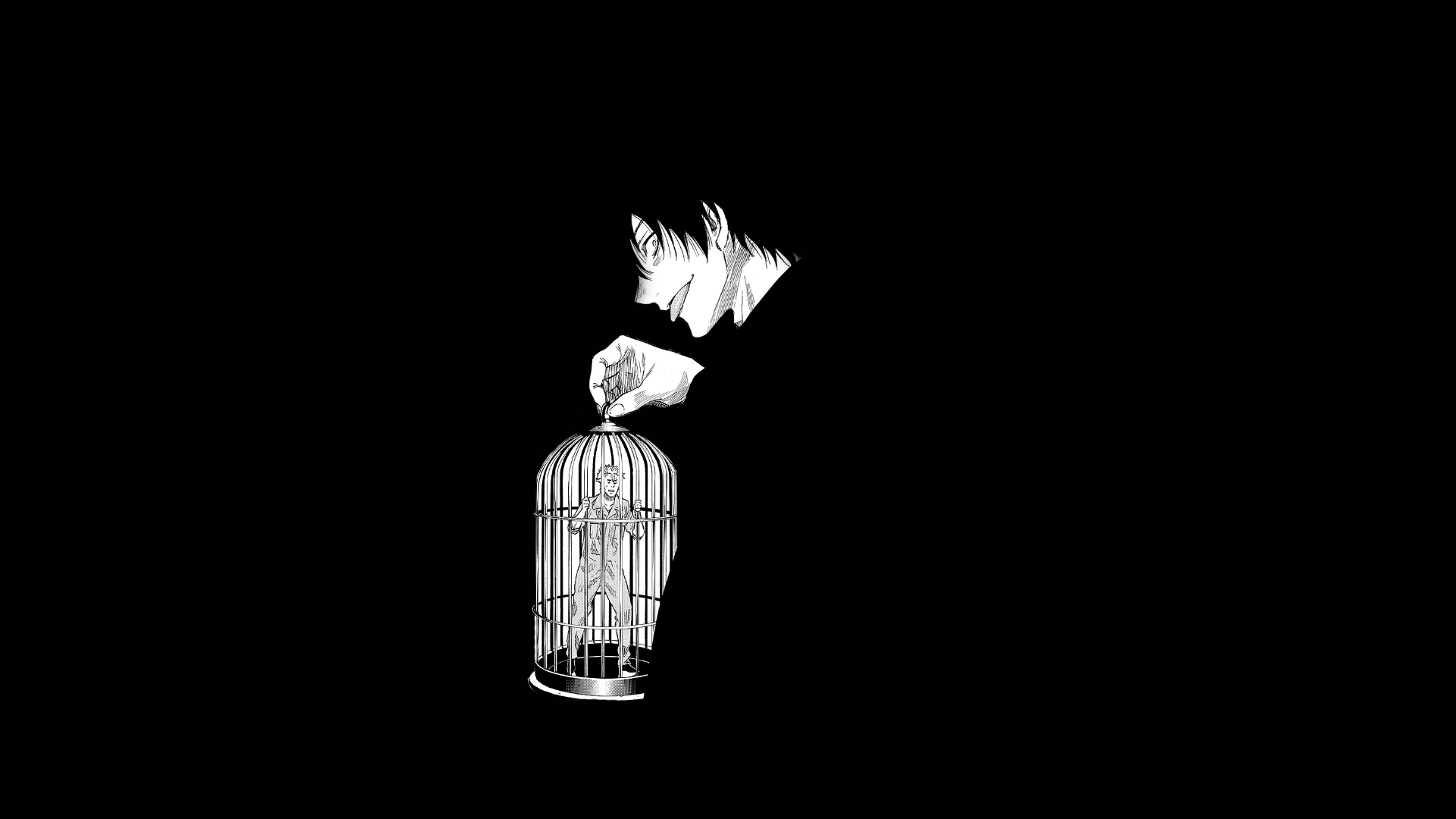 1920x1080 Katagiri Yuuichi Bird Cage portrait painted black, Desktop