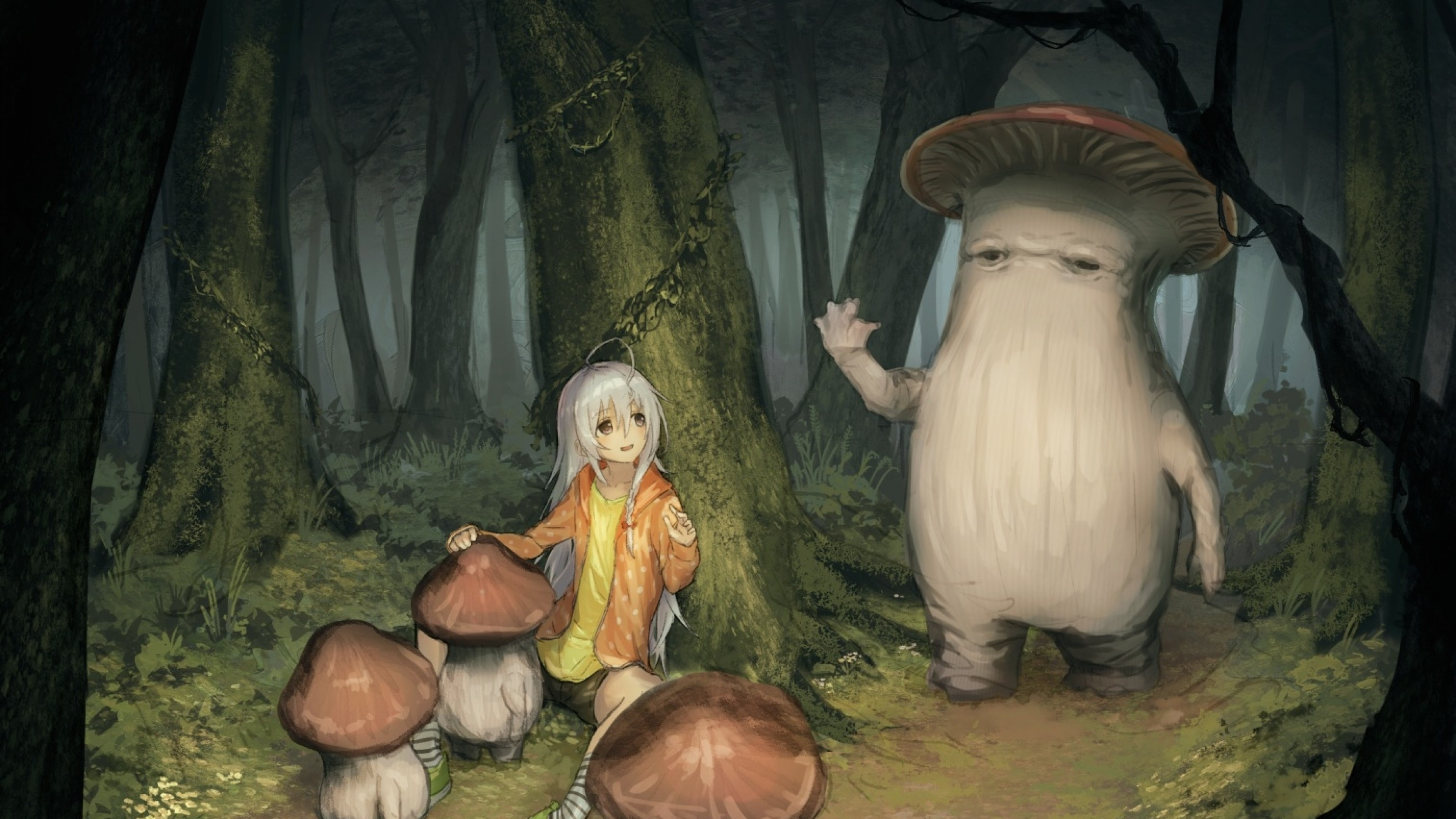 3840x2160 Download  The Idolmaster, Hoshi Shouko, Mushroom, Forest, Cute Wallpaper for UHD TV, Desktop