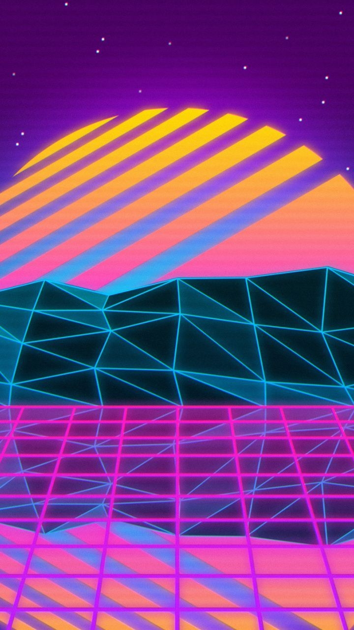 720x1280 Vaporwave, retro, sun, mountains, landscape, art,  wallpaper. Vaporwave wallpaper, Trippy iphone wallpaper, Live wallpaper iphone, Phone