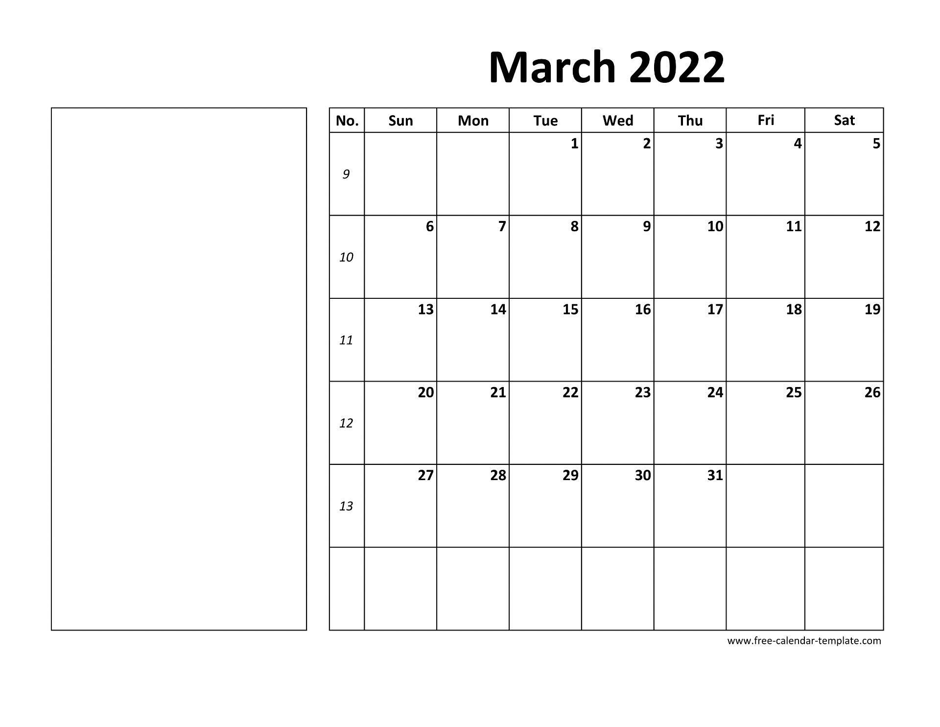 1920x1490 Printable March 2022 Calendar (box And Lines For Notes). Free Calendar.com, Desktop