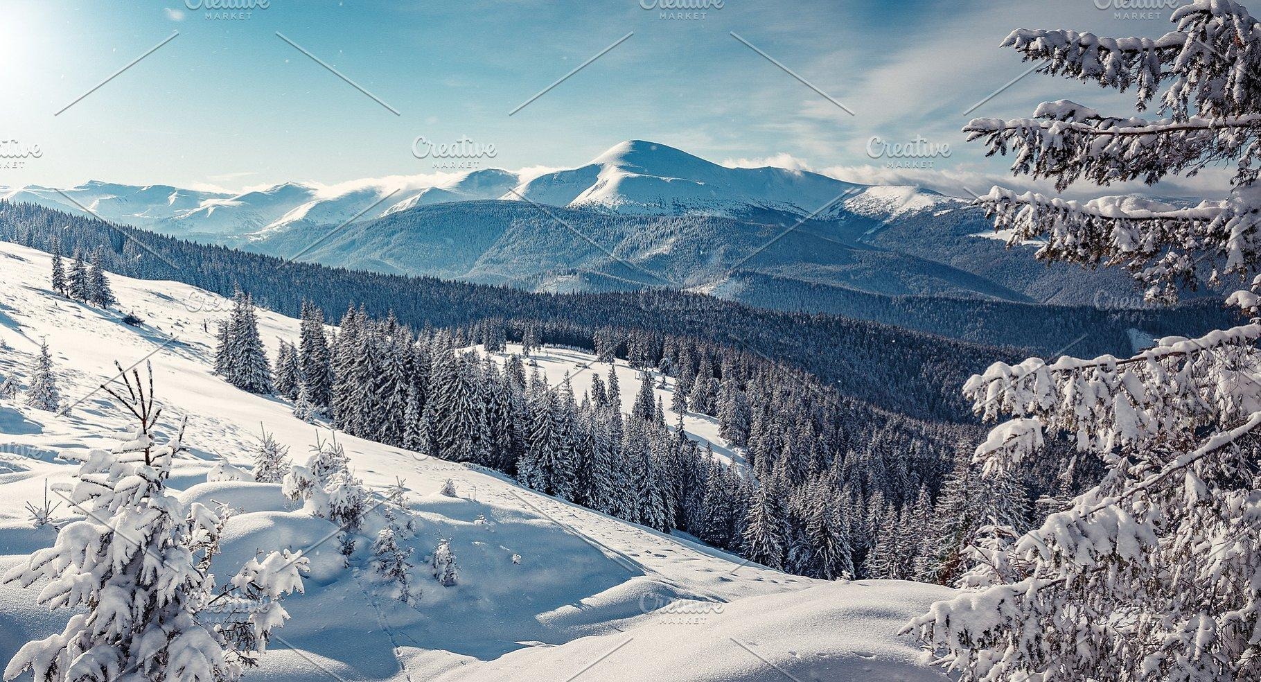 1820x990 Winter Landscape, View From Mountain. High Quality Nature Stock, Desktop