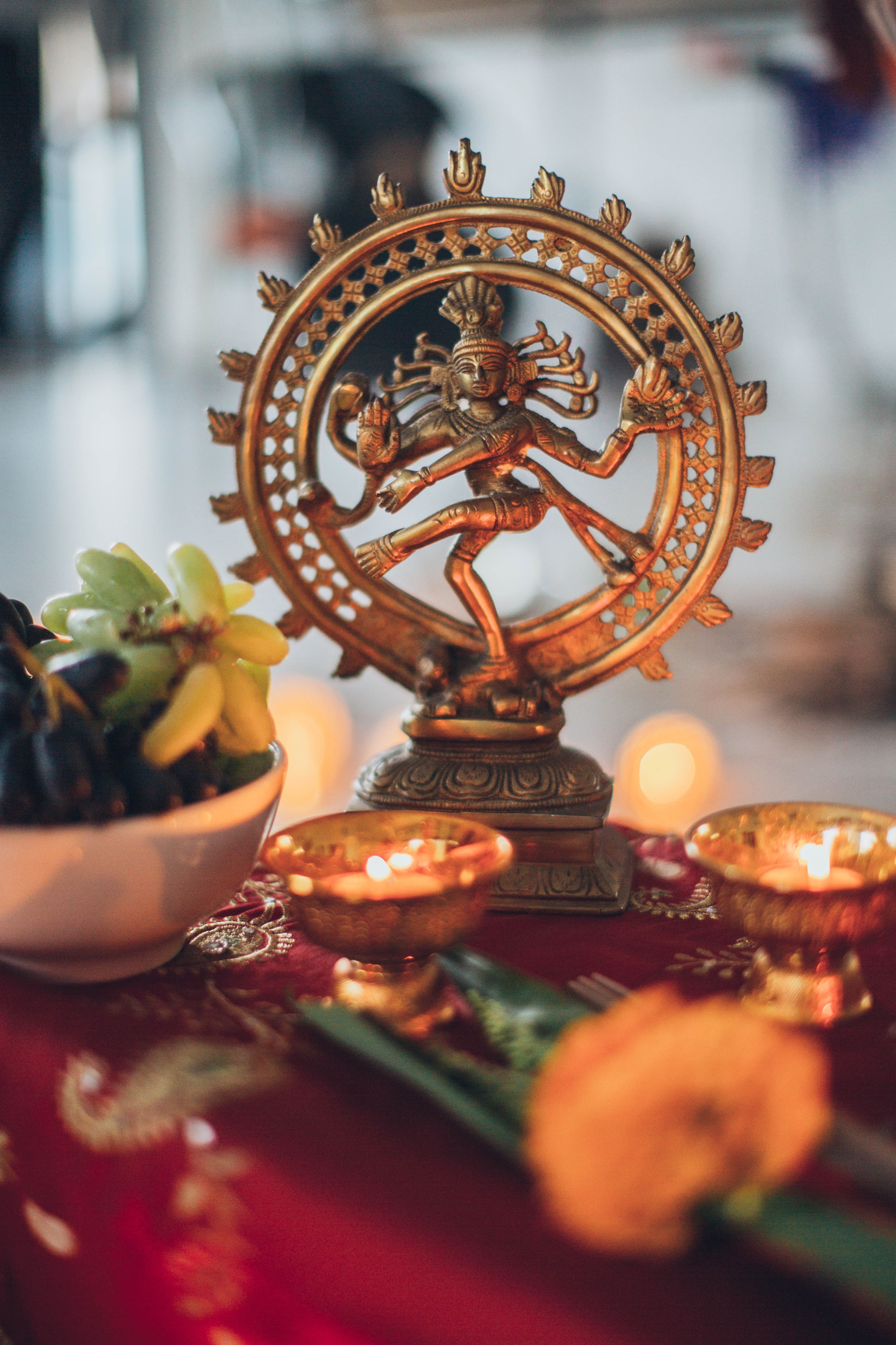 3840x5760 Shiva Nataraja Figurine Surrounded by Lighted Tealights · Free, Phone