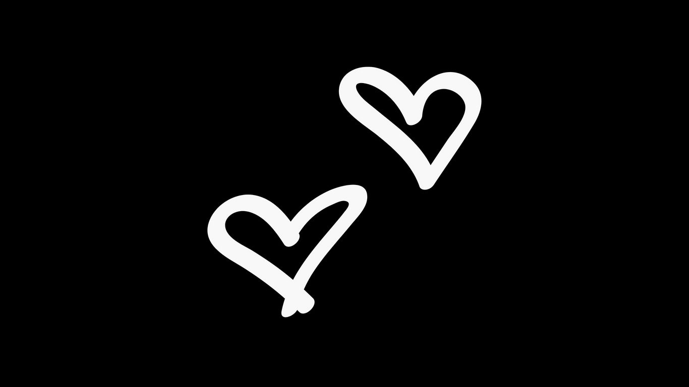 1370x770 Download wallpaper  hearts, love, minimalism, bw tablet, laptop HD background, Desktop