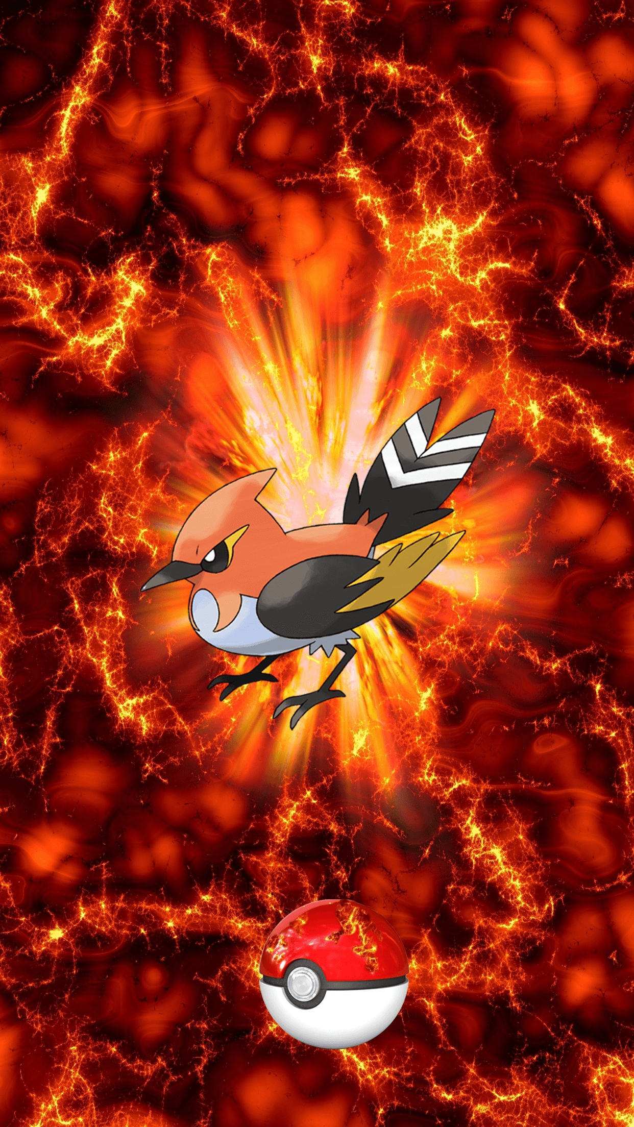 1250x2210 Fire Pokeball Fletchinder Hinoyakoma 17 Fletchling, Phone