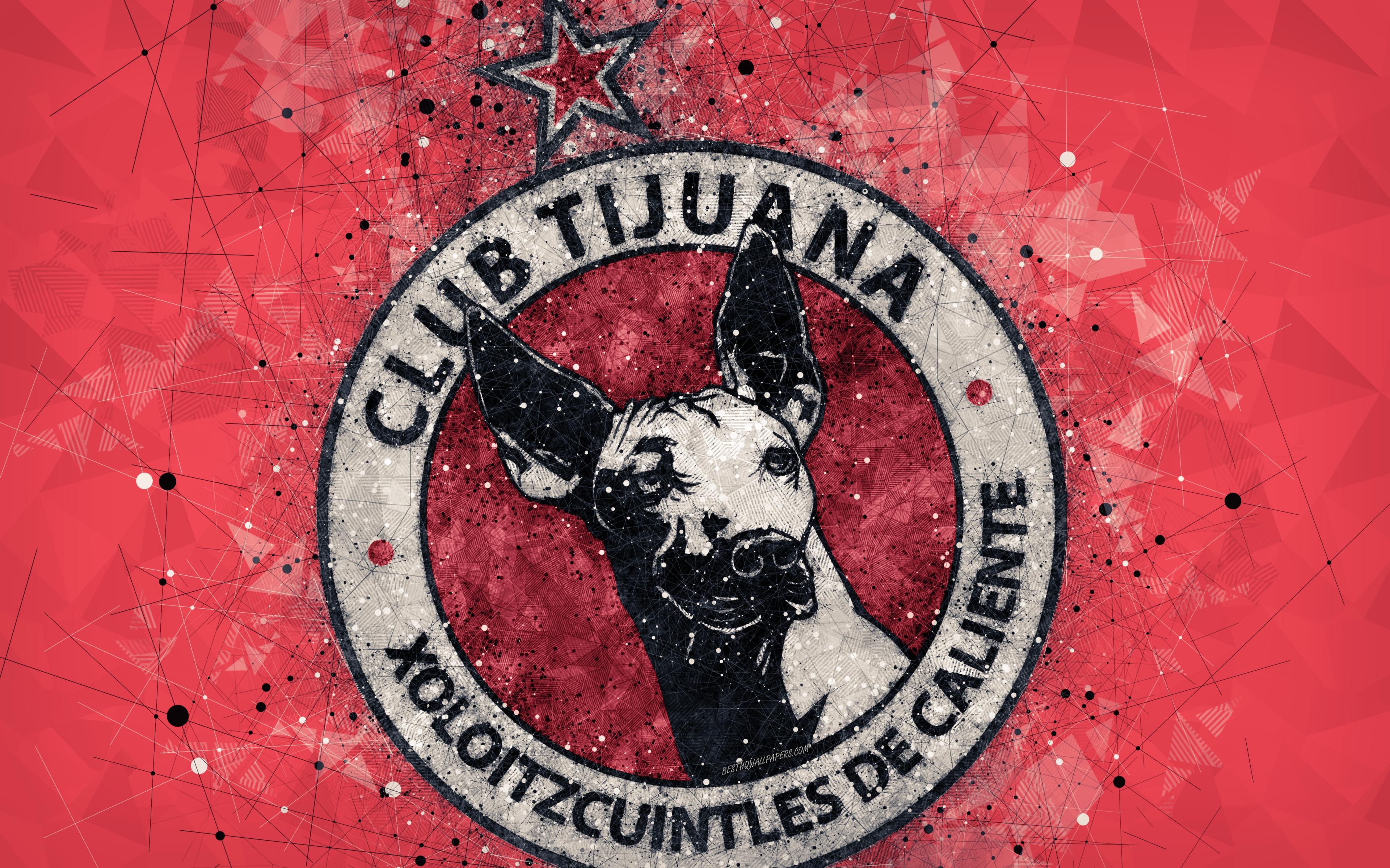 3840x2400 Download wallpaper Club Tijuana, 4k, geometric art, logo, Mexican, Desktop