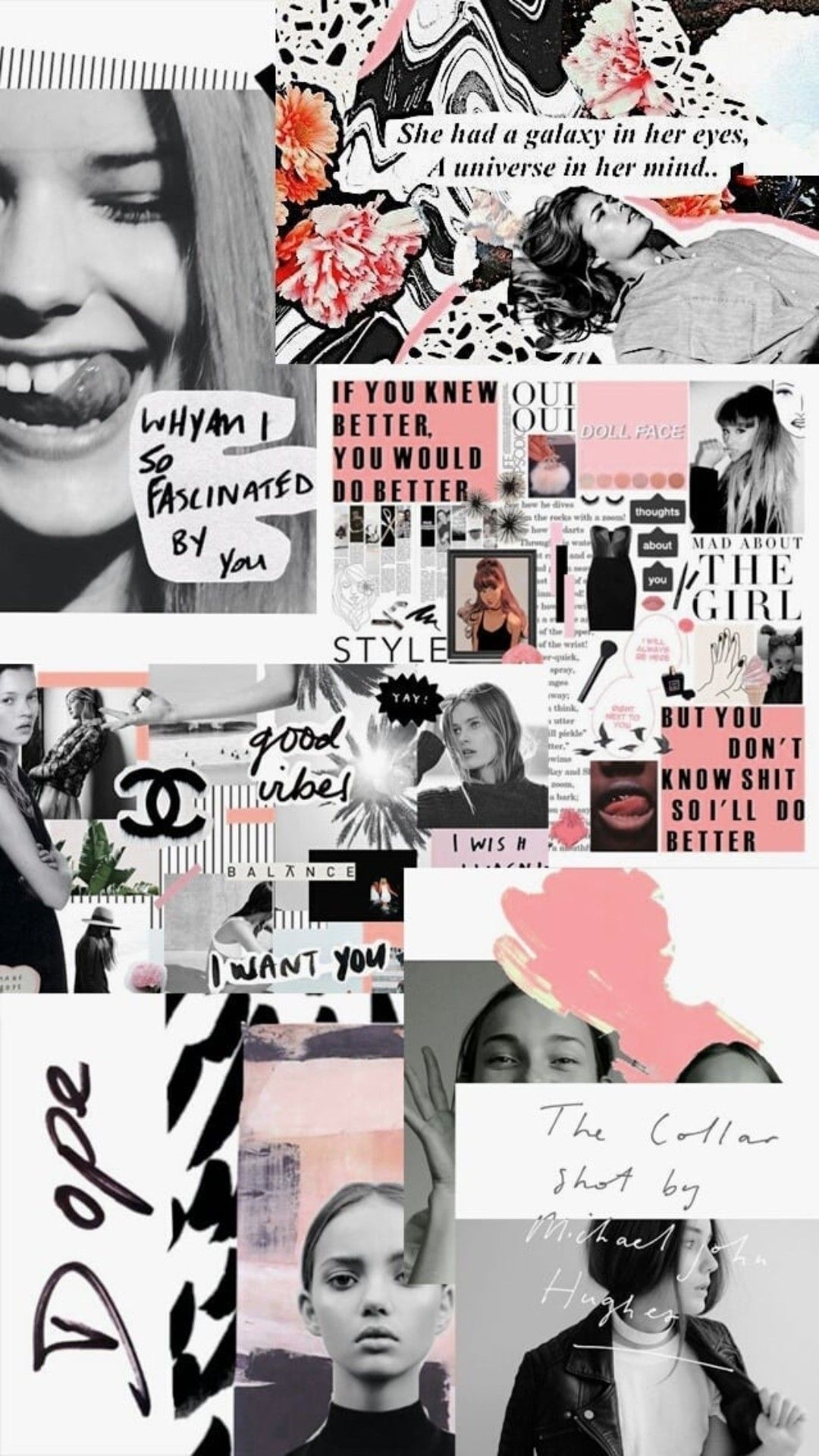 1080x1920 Tumblr Collage Background Black And White, Phone