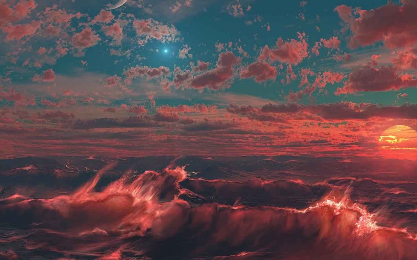 1440x900 Ocean On Fire desktop PC and Mac wallpaper, Desktop