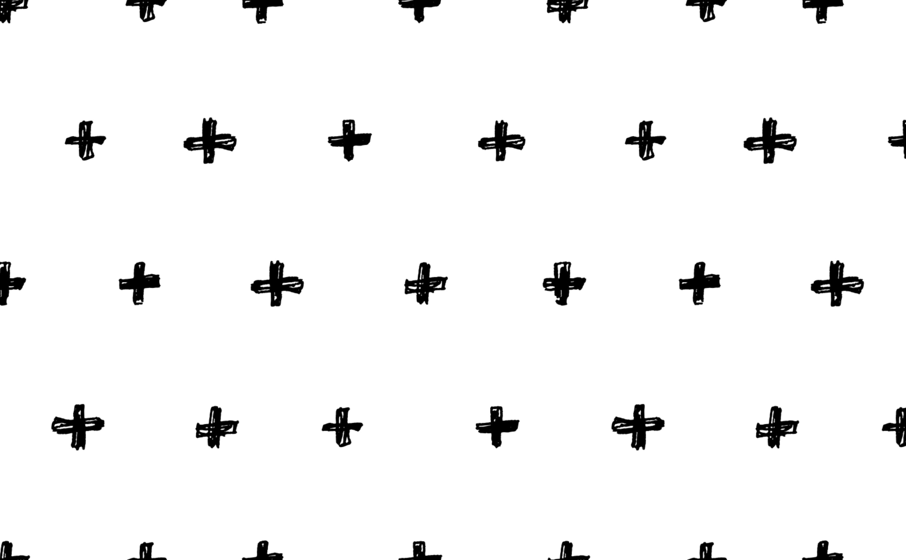 3030x1880 Rows of Black & White Plus Signs Wallpaper for Walls. Inked Swiss Cross, Desktop