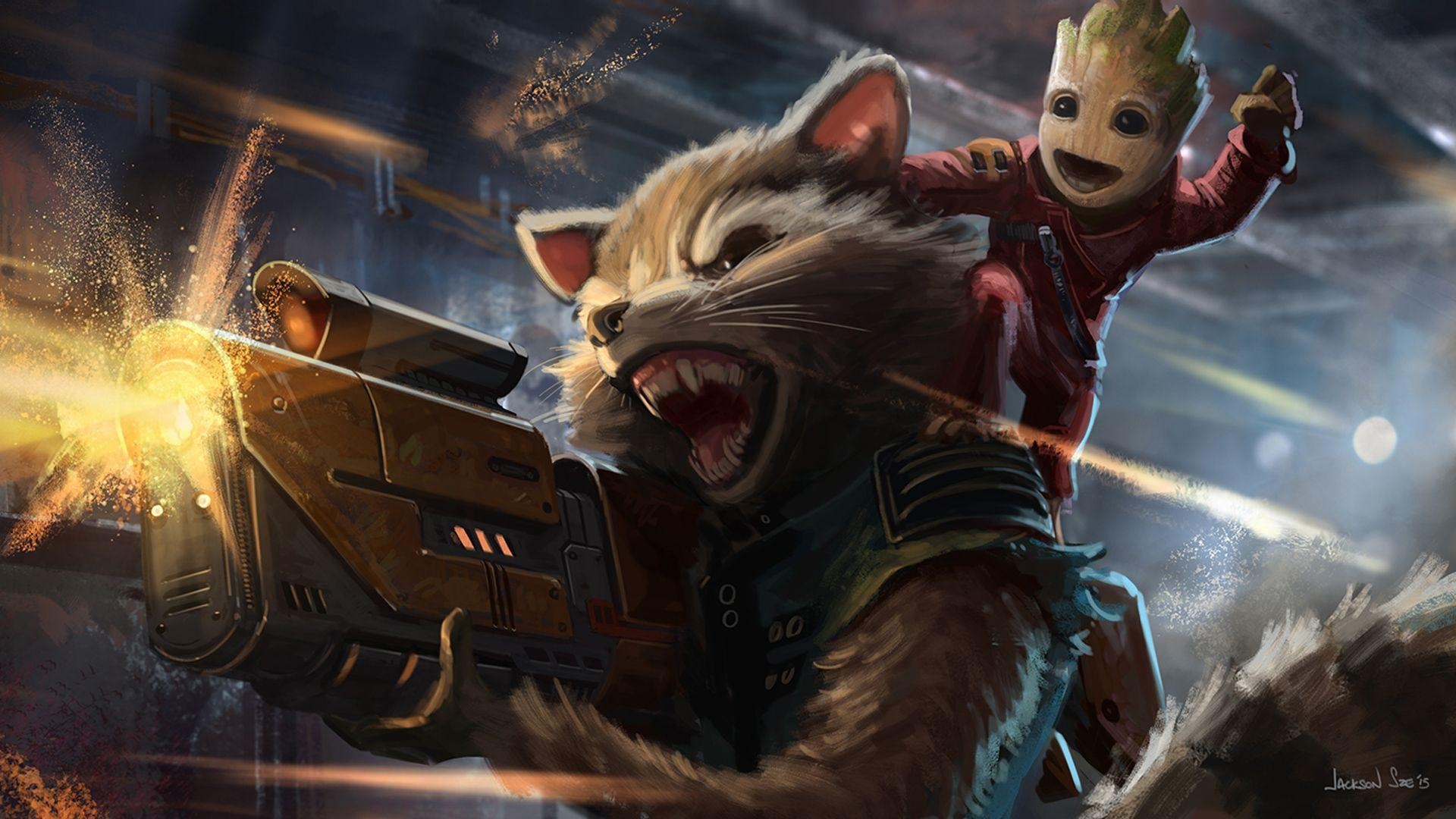 1920x1080 Baby Groot And Rocket Raccoon Artwork, HD Movies, 4k Wallpaper, Desktop