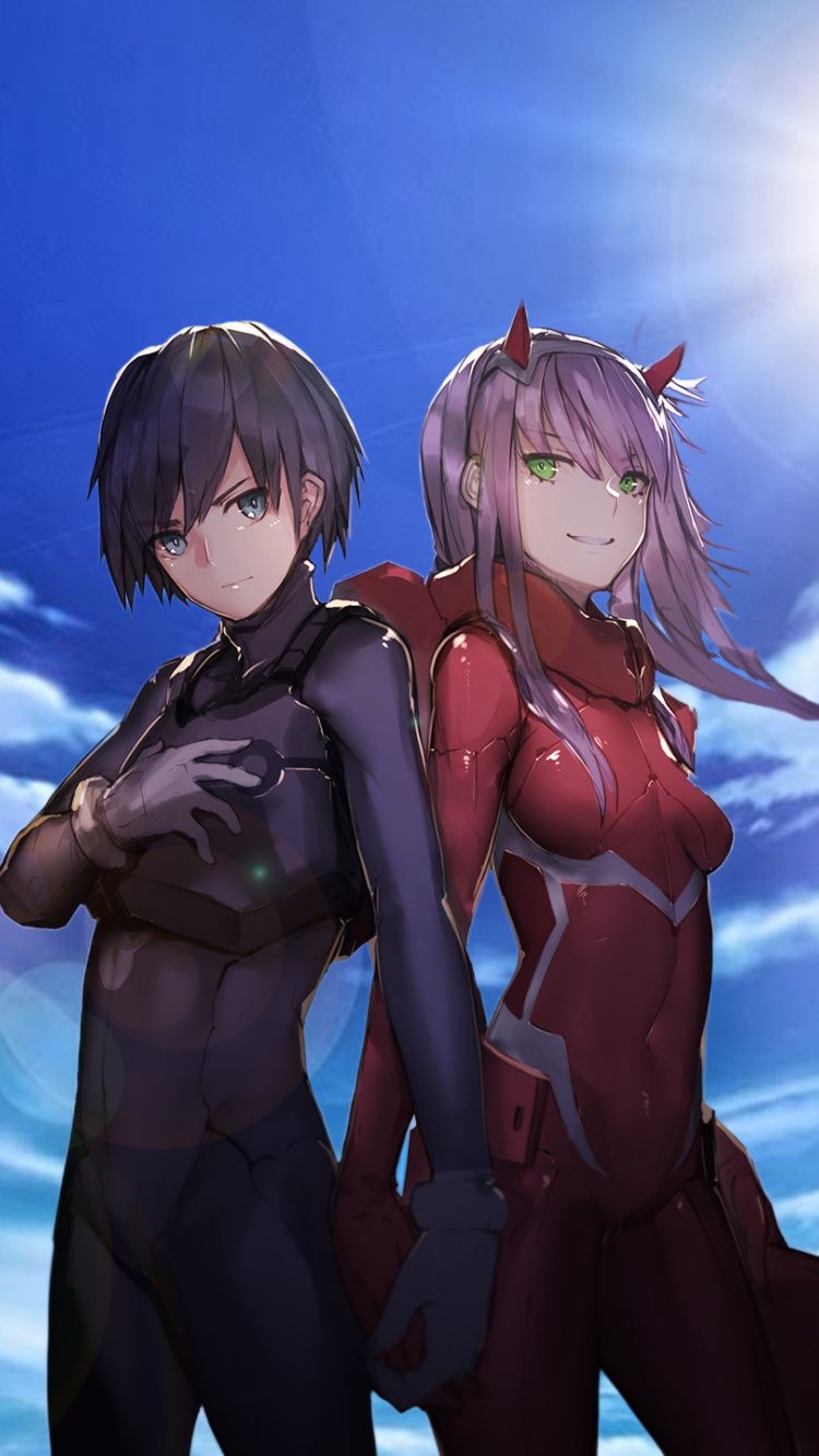 750x1340 Anime Couple Wallpaper Zero Two And Hiro Wallpaper, Phone