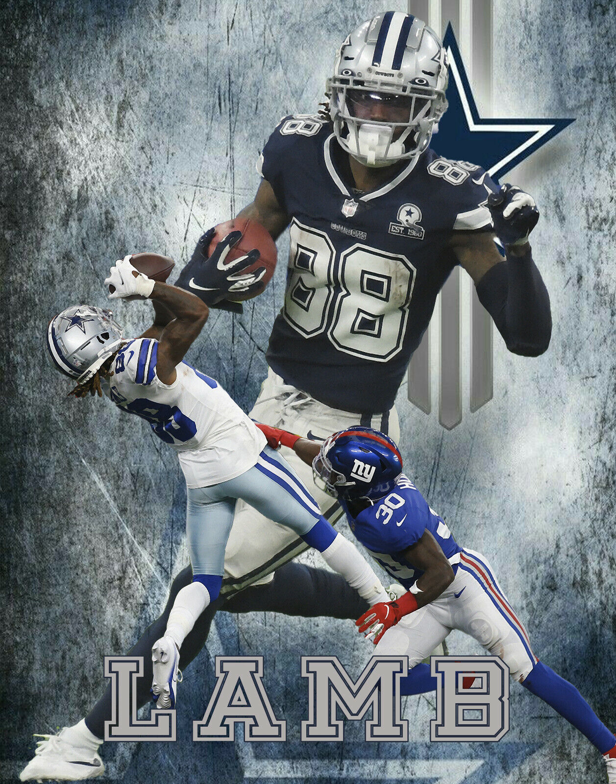 1260x1600 Dallas Cowboys Lithograph print of CeeDee Lamb 2021 11 x 14, Phone