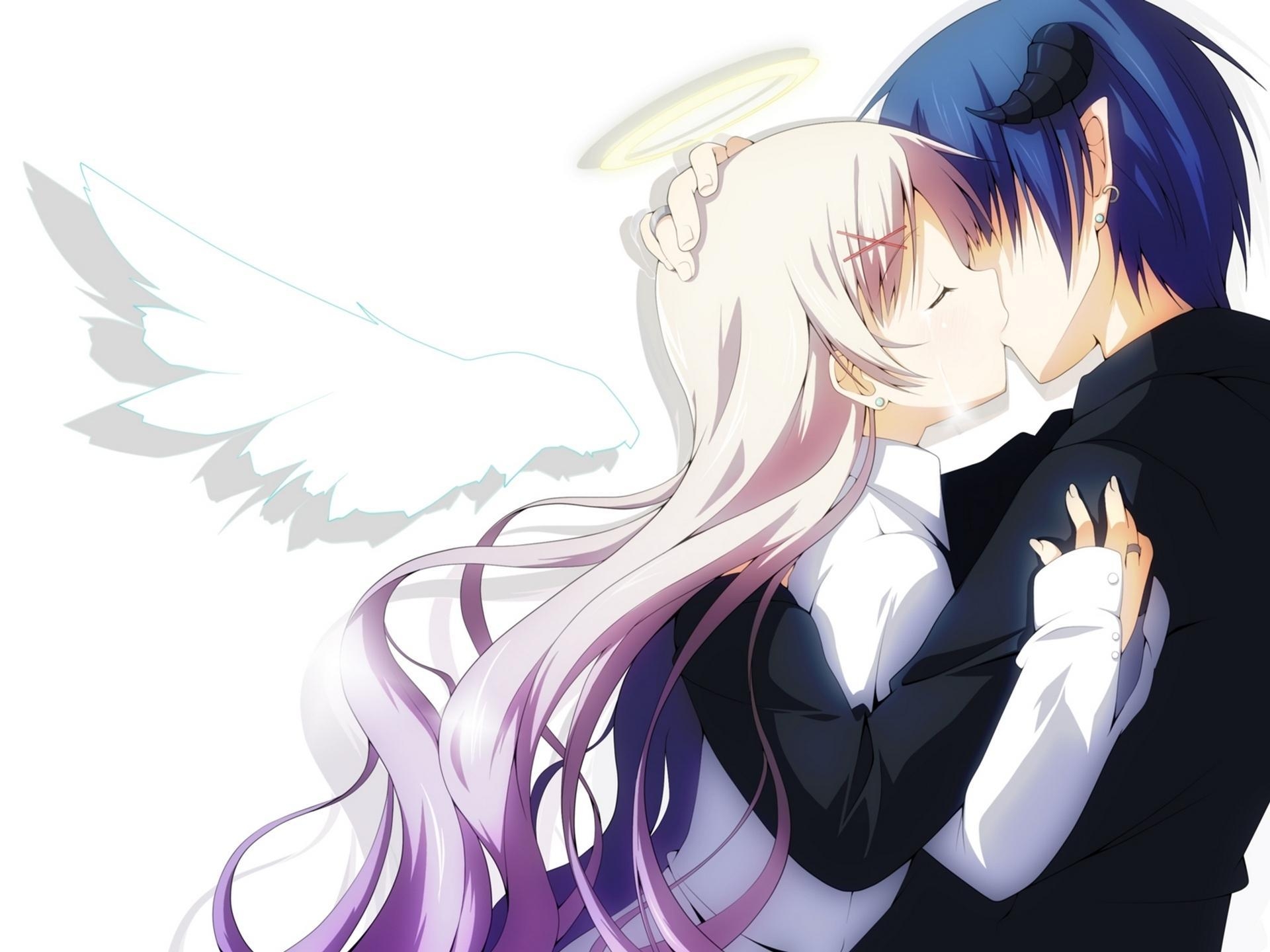 1920x1440 Anime Kiss Wallpaper Boy And Angel Girl, Desktop