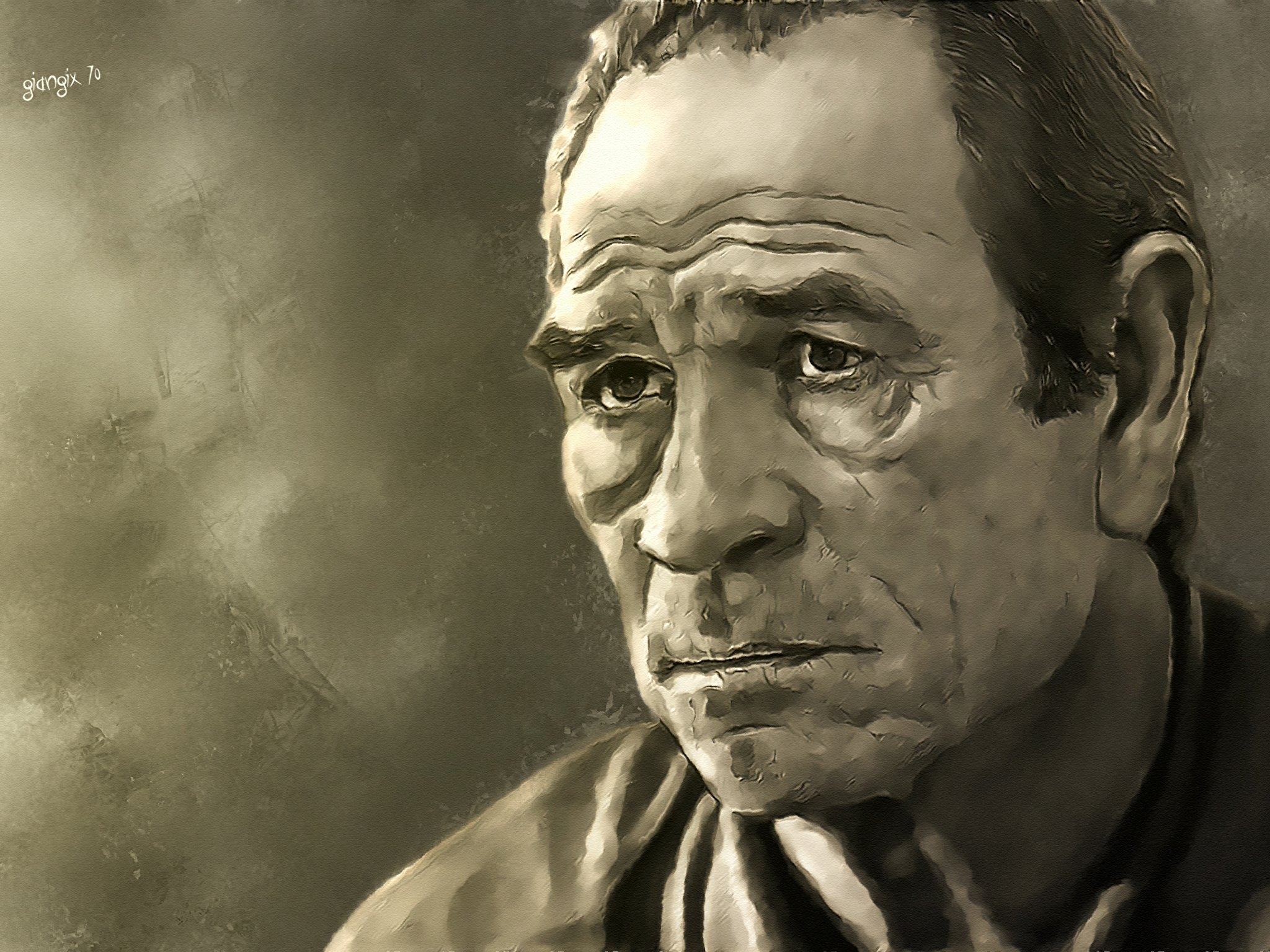 2050x1540 Picture Man Tommy Lee Jones Face Celebrities Painting Art, Desktop