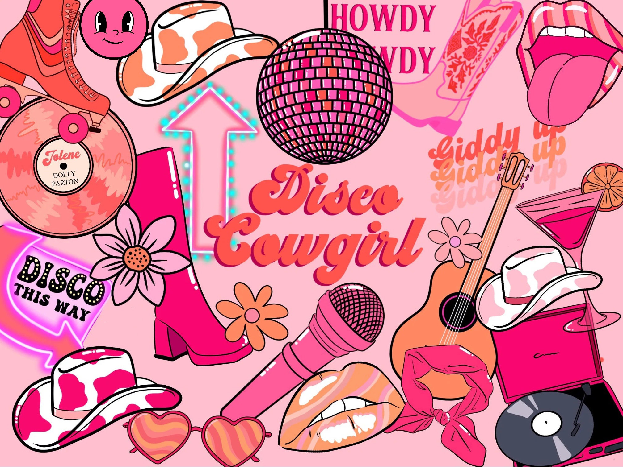 2020x1520 Disco Cowgirl Clipart, Pink Cowgirl, Desktop